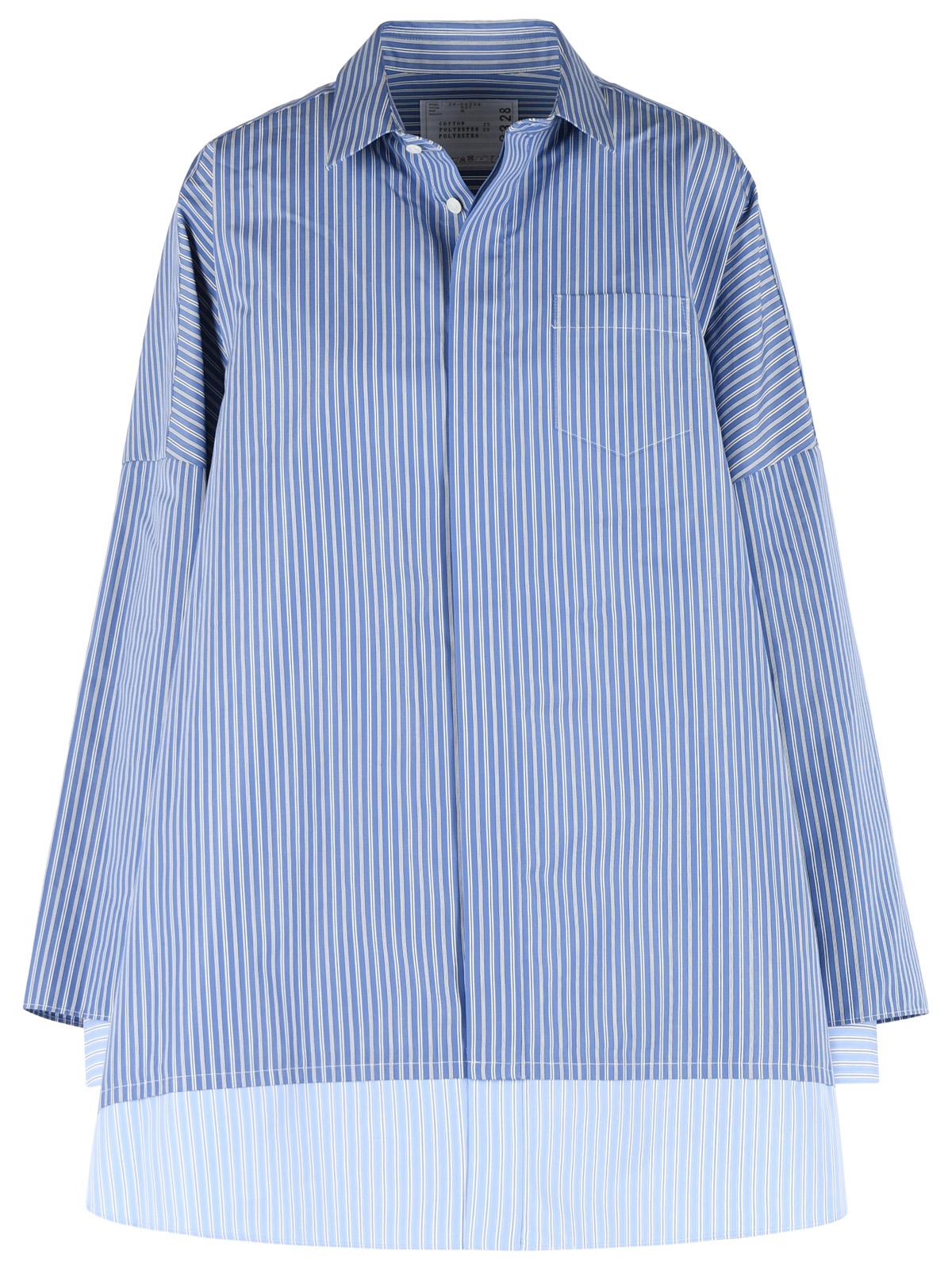Sacai Light Blue Cotton Blend Shirt Women SACAI