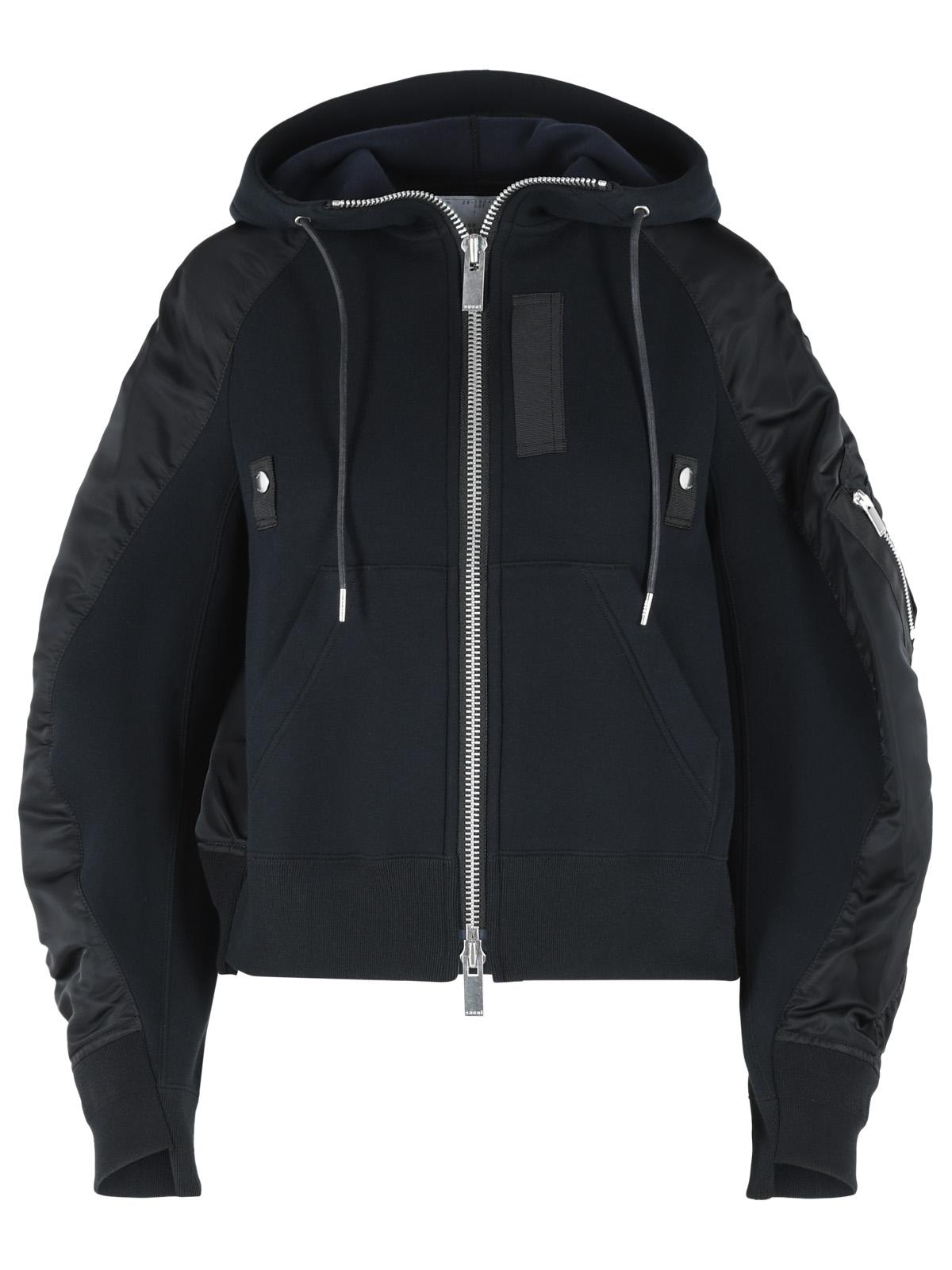Sacai Black Cotton Blend Hoodie Women SACAI