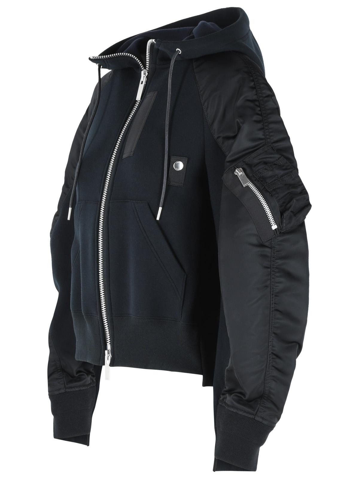 Sacai Black Cotton Blend Hoodie Women SACAI