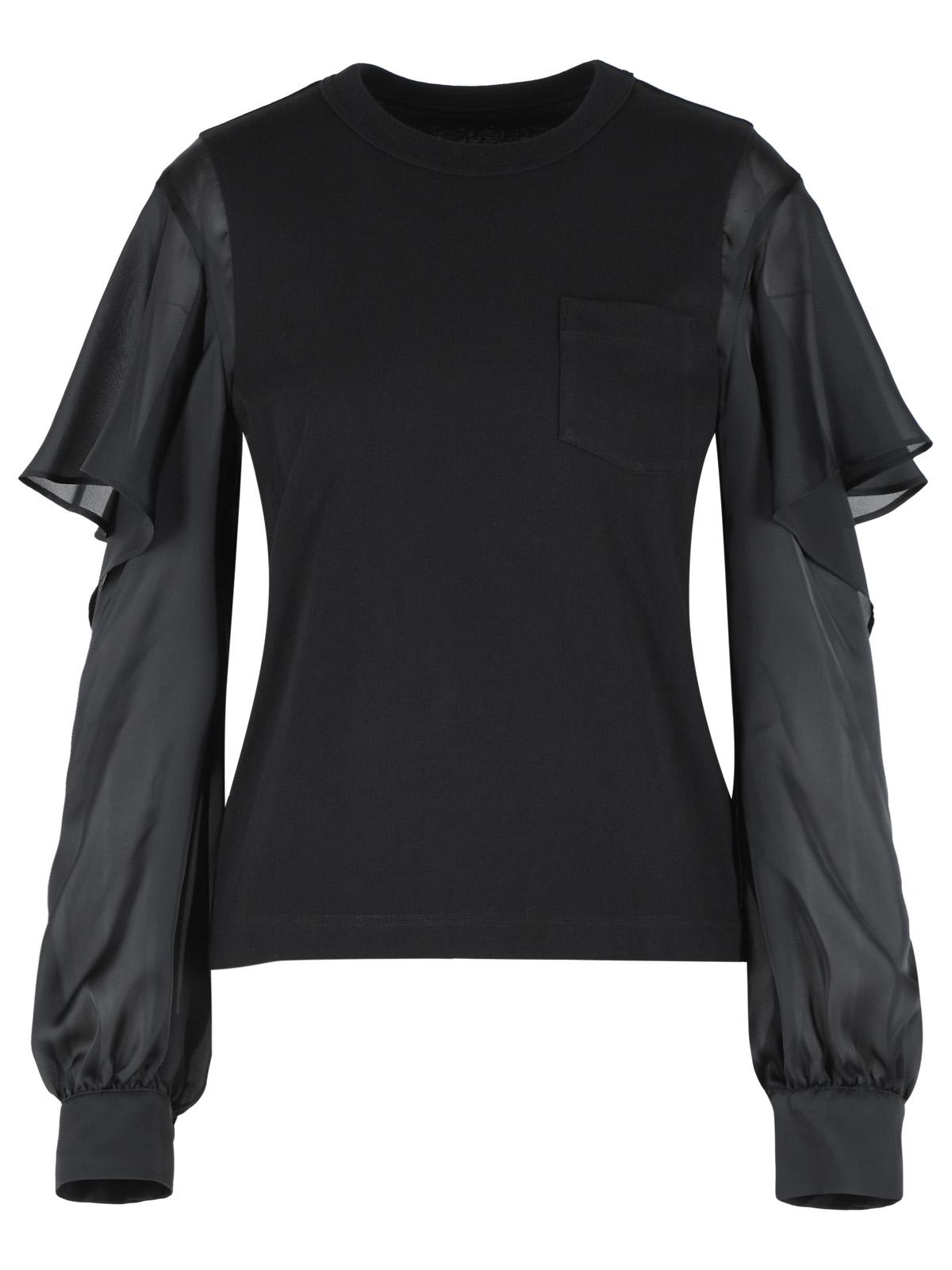 Sacai Black Cotton T-Shirt Women SACAI