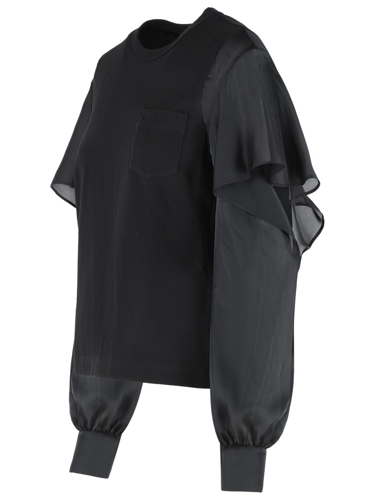 Sacai Black Cotton T-Shirt Women SACAI