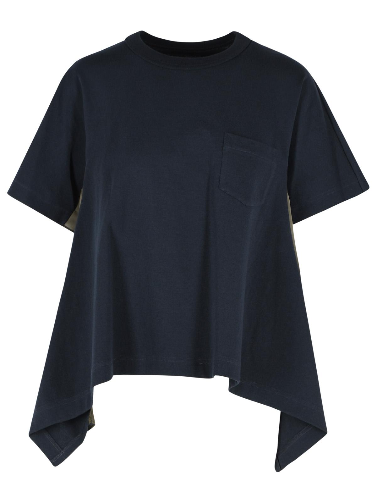 Sacai Navy Cotton T-Shirt Women SACAI