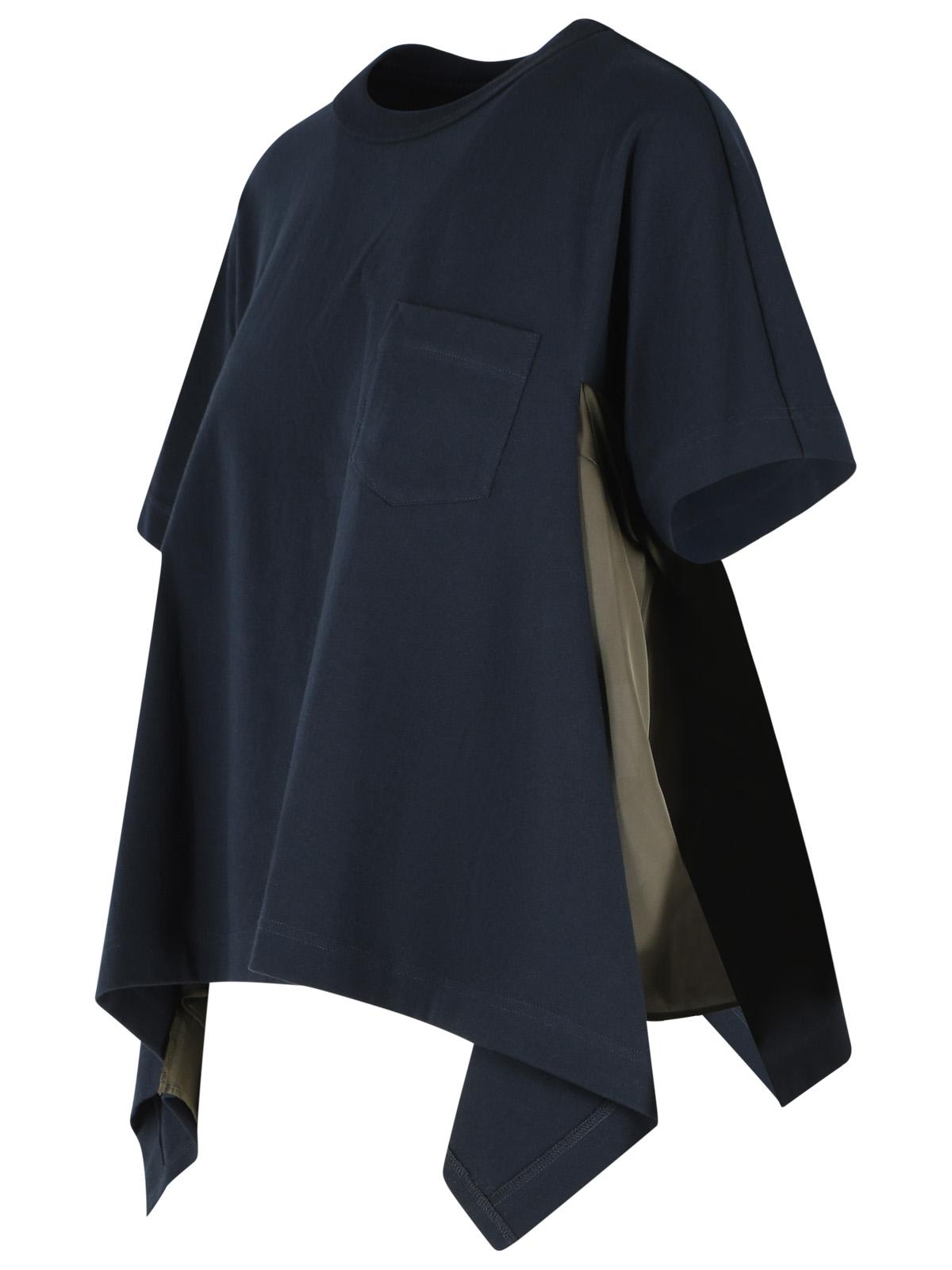 Sacai Navy Cotton T-Shirt Women SACAI