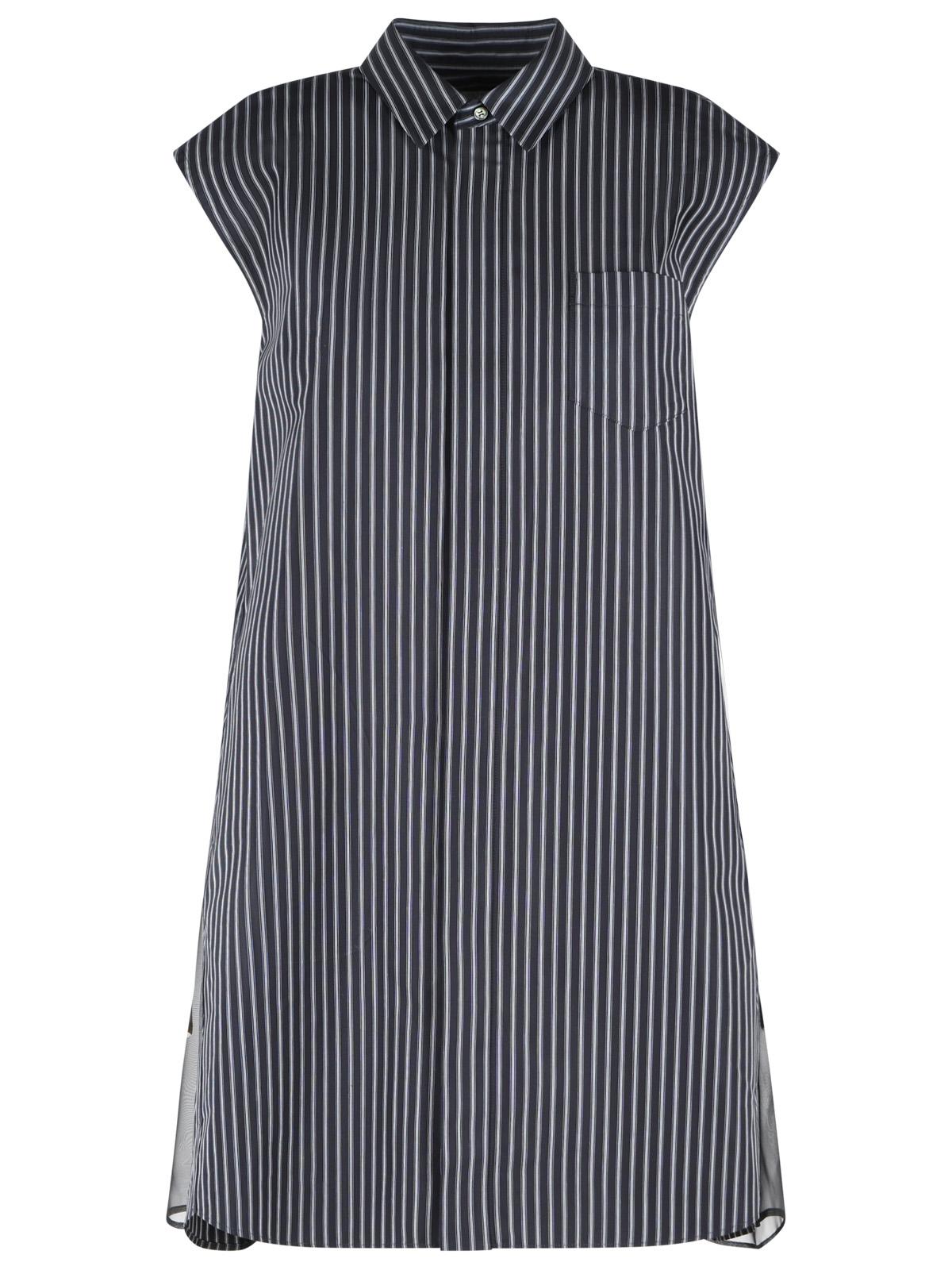 Sacai Navy Cotton Blend Dress Women SACAI