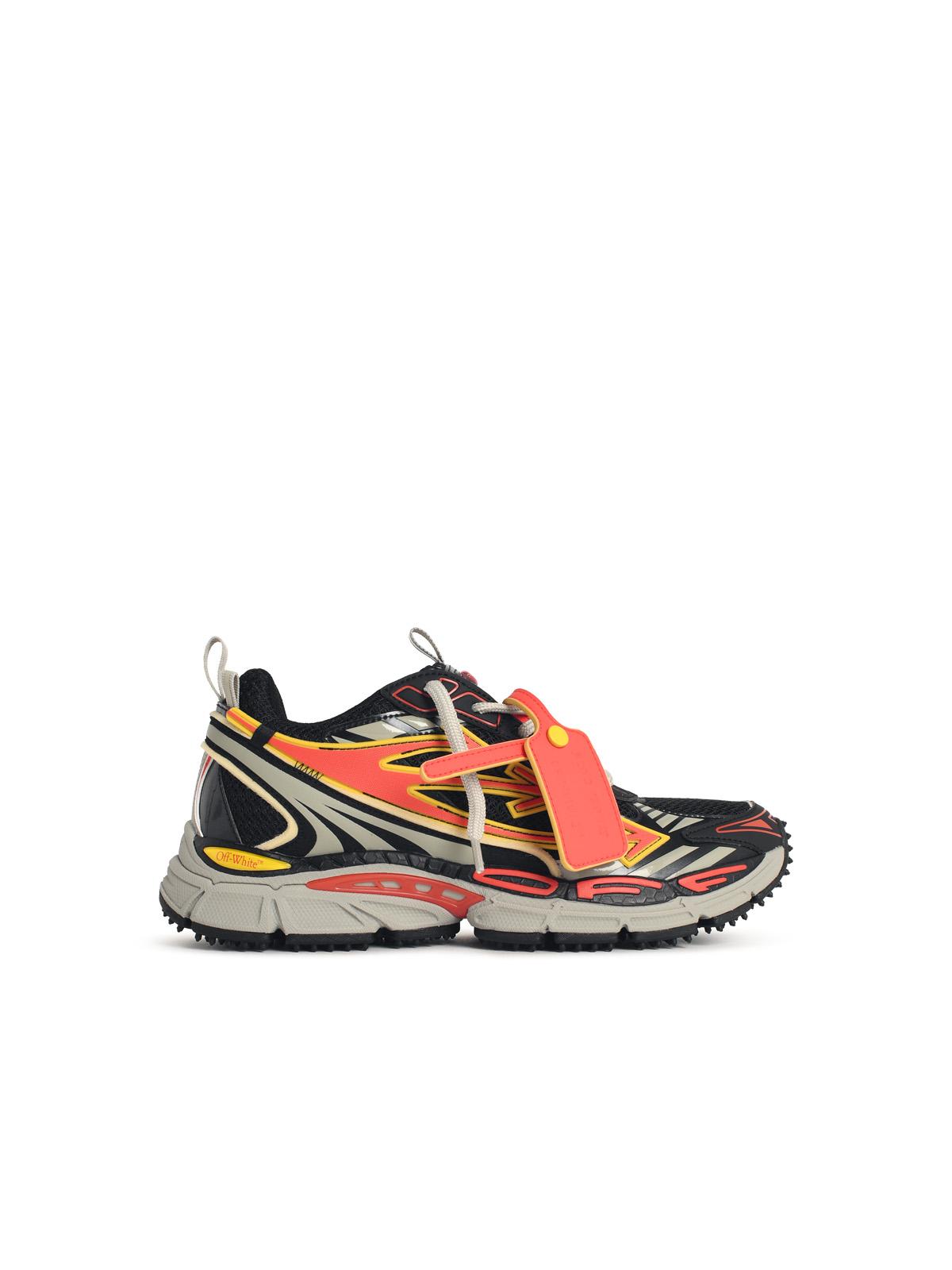 Off-White 'Be Right Back' Black Mesh And Coral Red Sneakers Men OFF-WHITE
