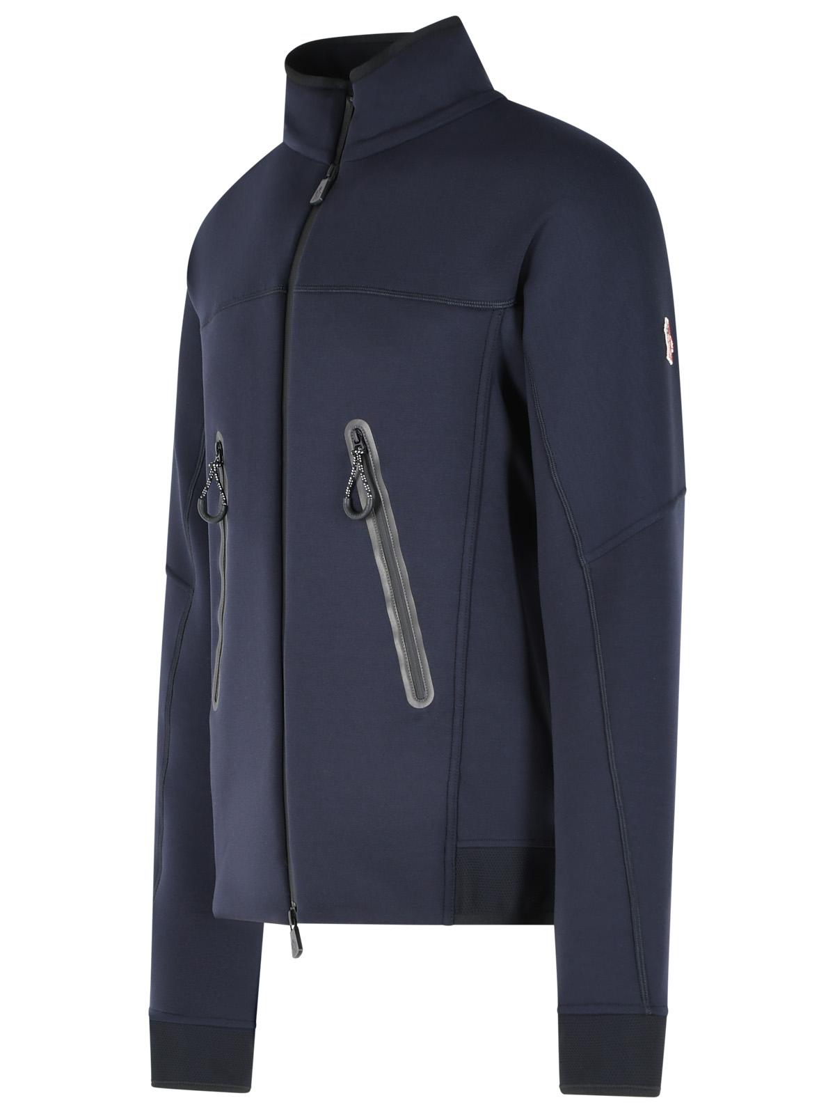 Moncler Grenoble Dark Blue Polyester Blend Logo Sweatshirt With Zip Men MONCLER GRENOBLE