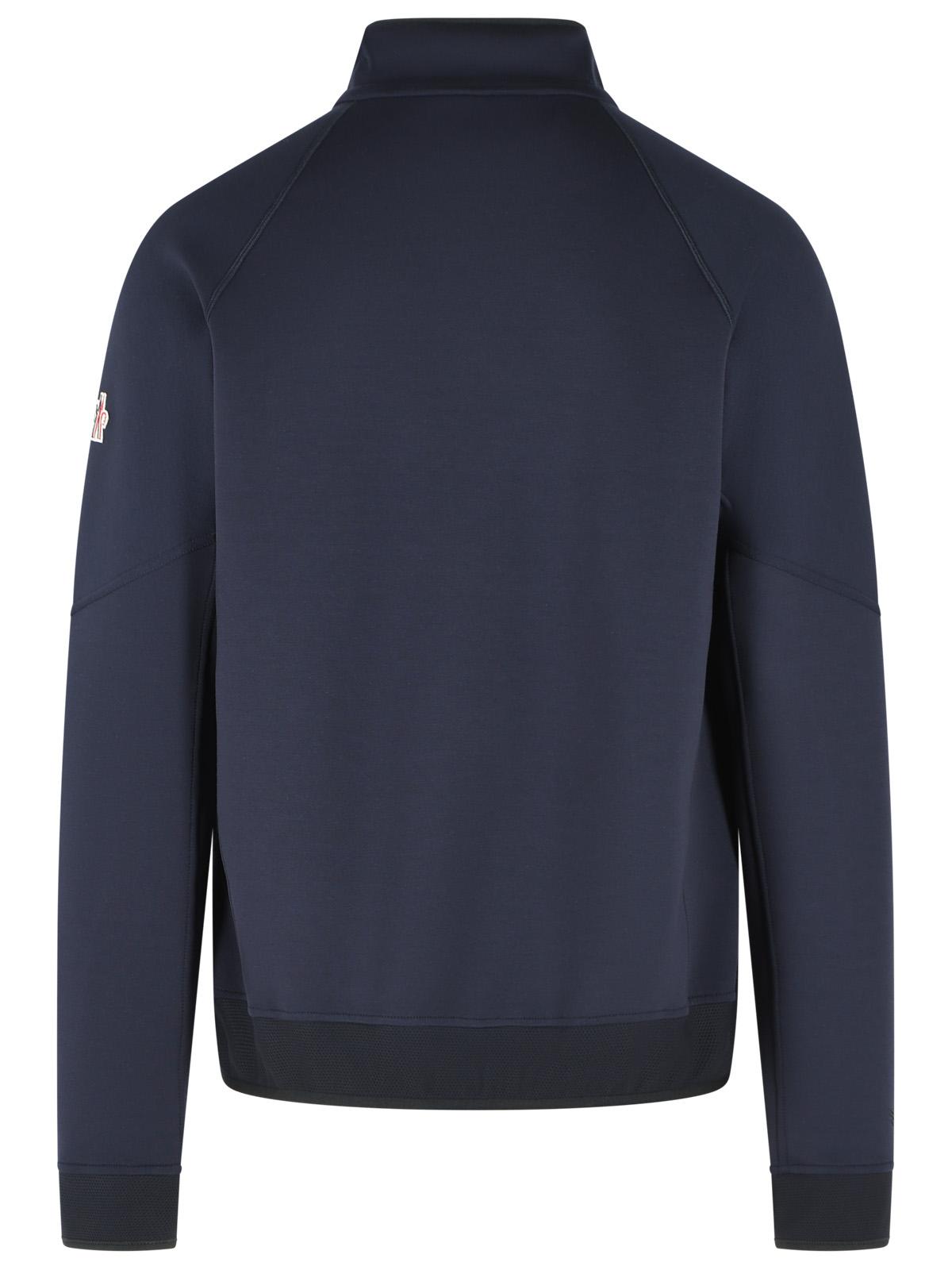 Moncler Grenoble Dark Blue Polyester Blend Logo Sweatshirt With Zip Men MONCLER GRENOBLE