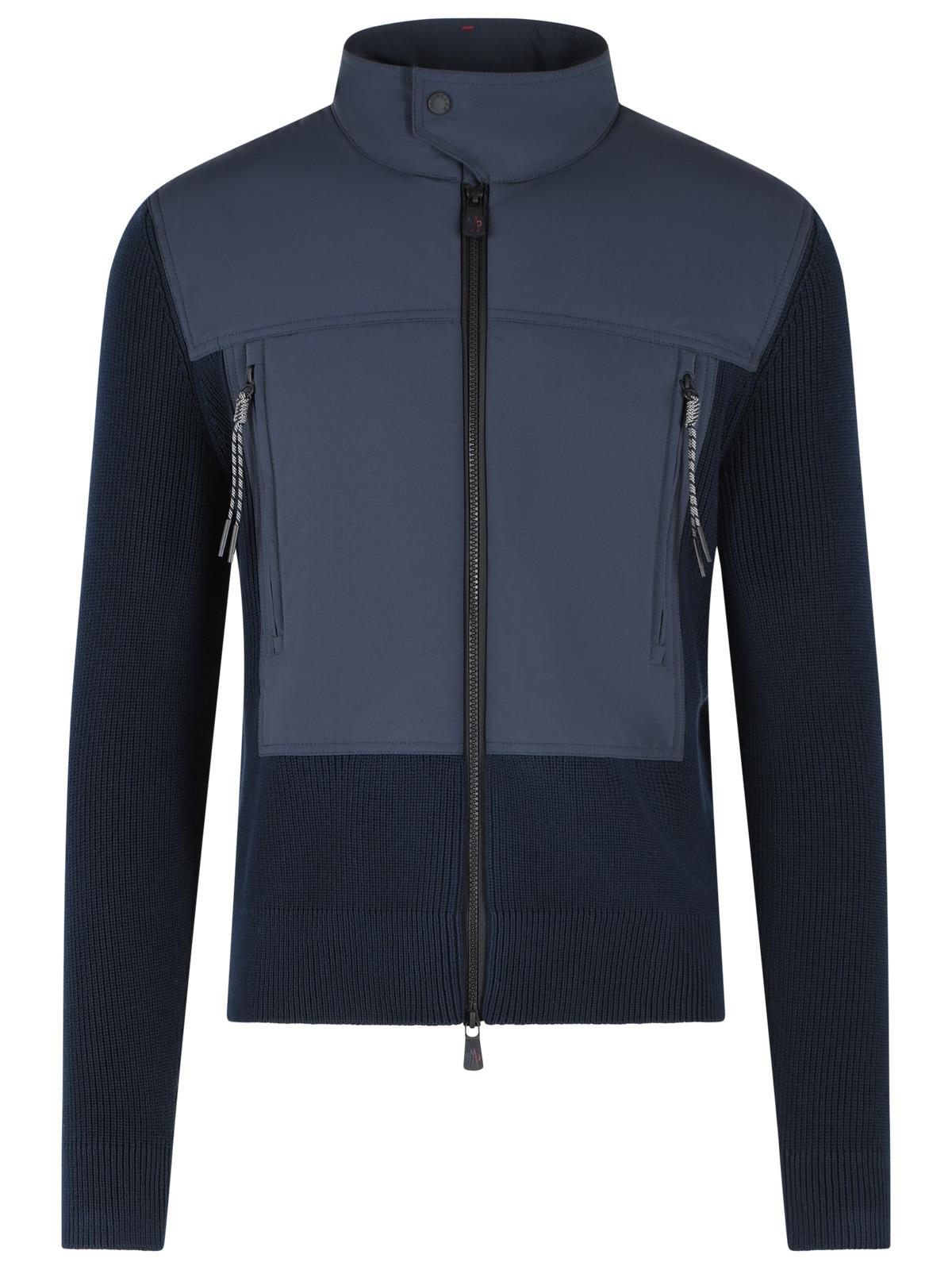 Moncler Grenoble Padded Cotton Cardigan With Zip Navy Blue Men