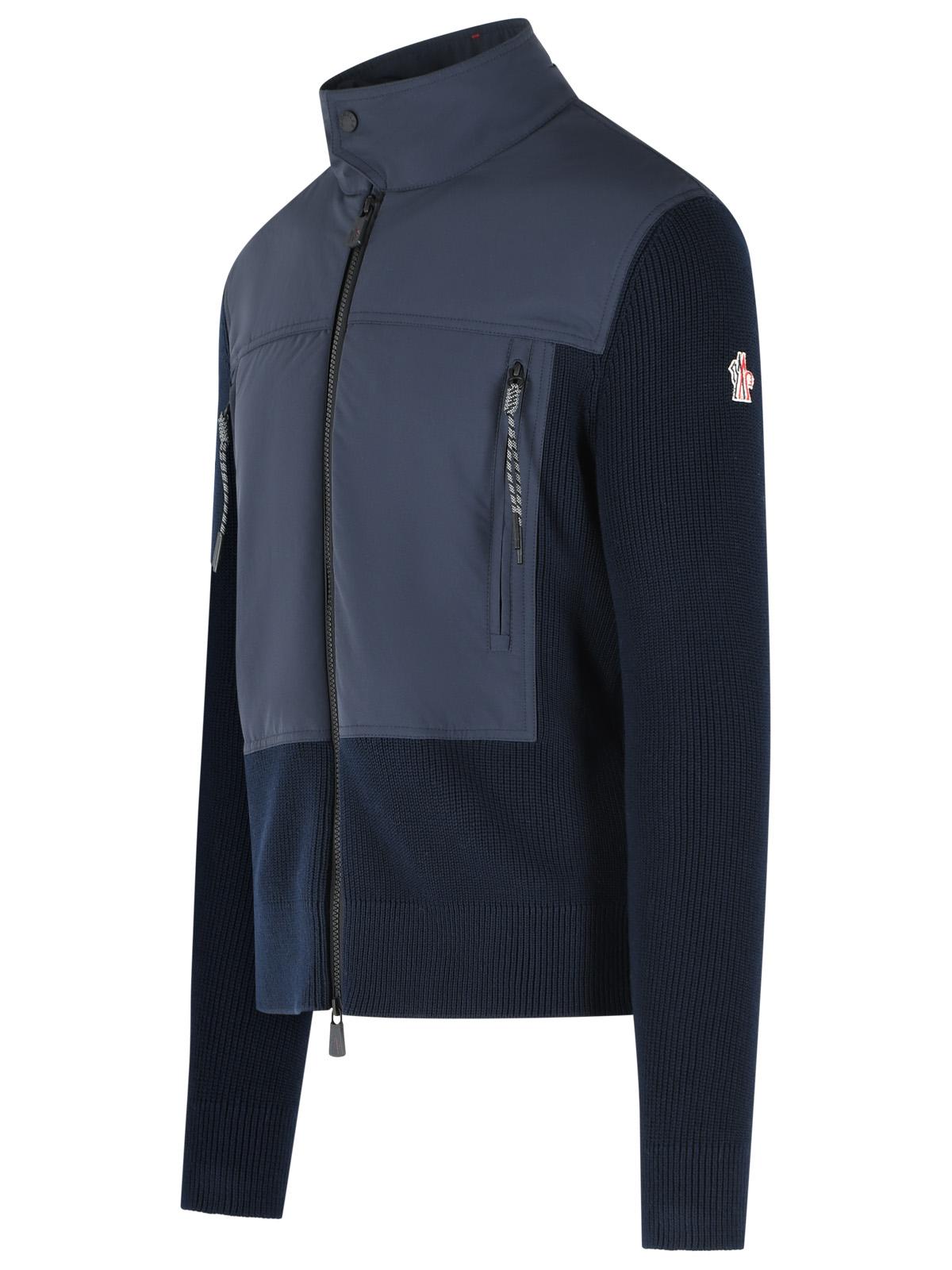 Moncler Grenoble Padded Cotton Cardigan With Zip Navy Blue Men