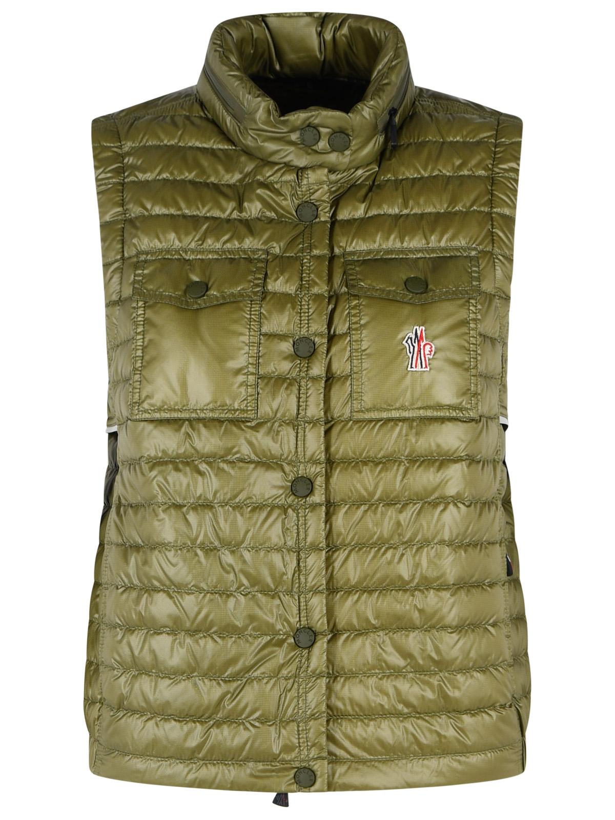 Moncler Grenoble 'Gumiane' Padded Vest With Green Polyamide Hood Women MONCLER GRENOBLE