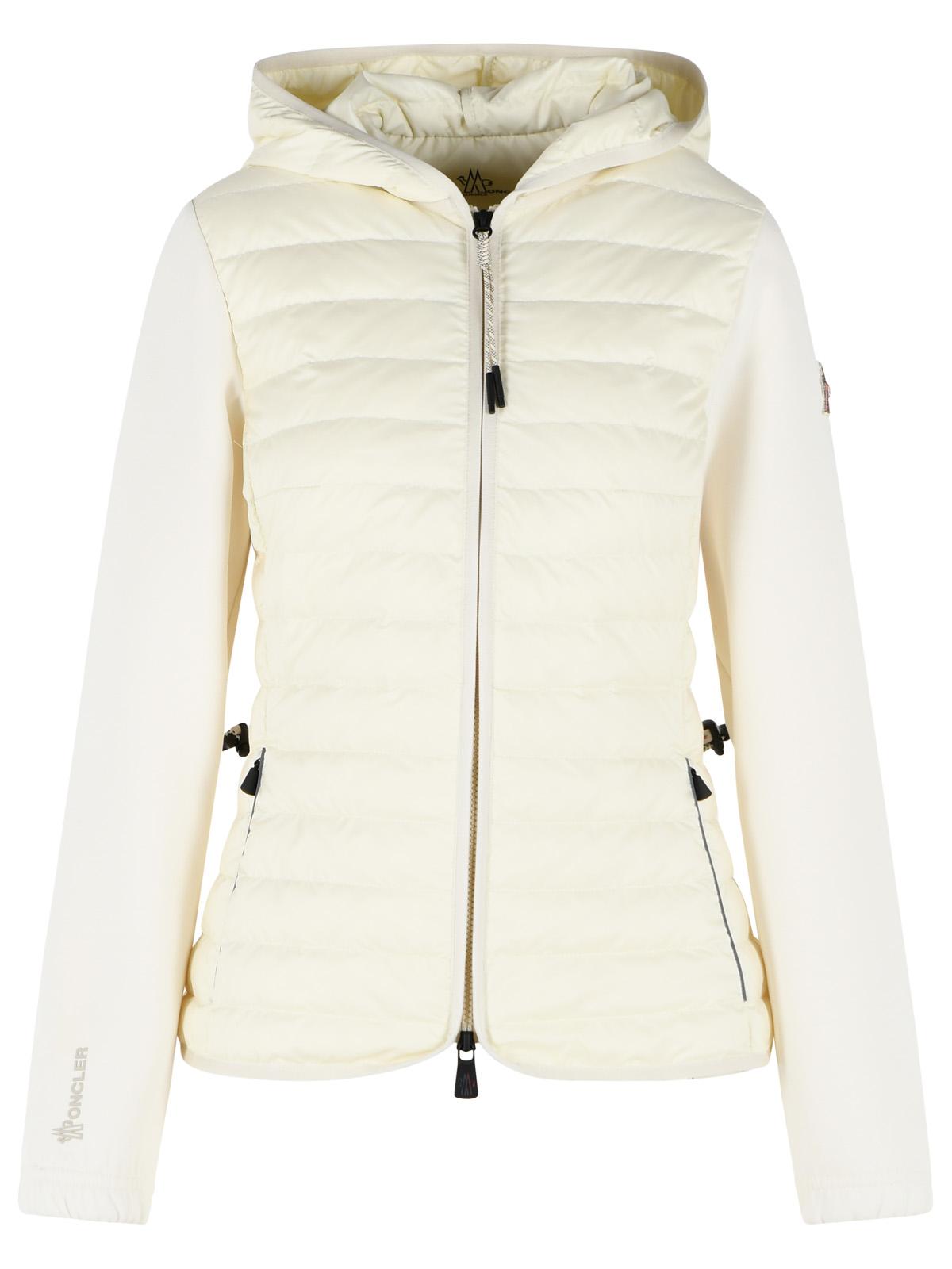 Moncler Grenoble Padded Hoodie With Zip In Ivory White Polyester Blend Women MONCLER GRENOBLE