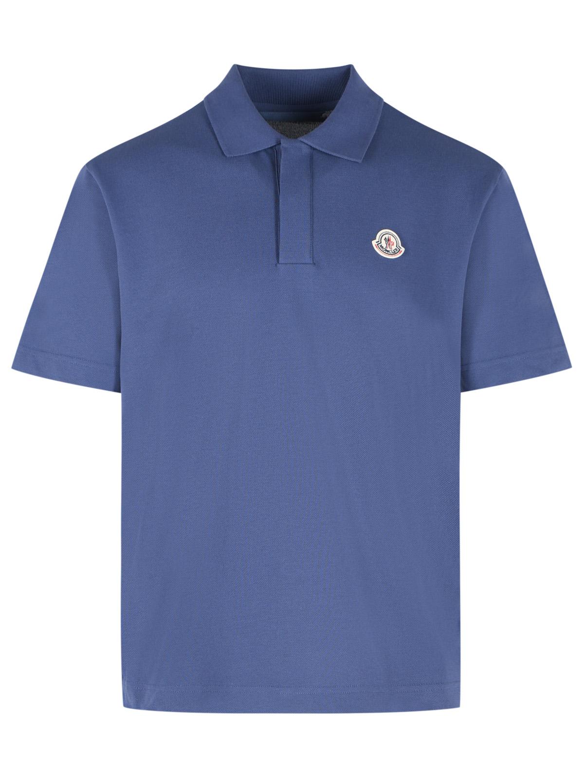 Moncler Polo Shirt In Blue Cotton Men MONCLER