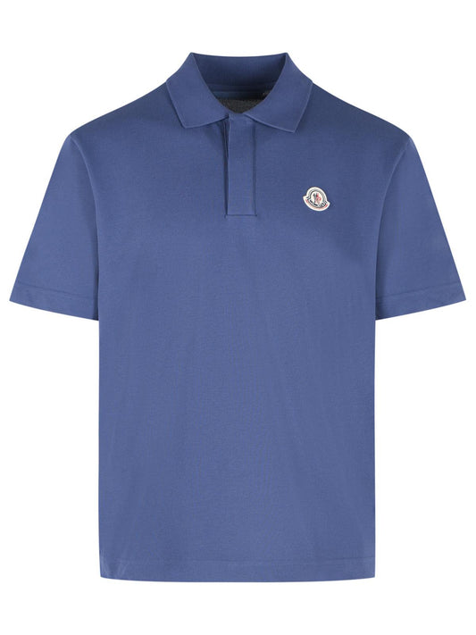 Moncler Polo Shirt In Blue Cotton Men MONCLER