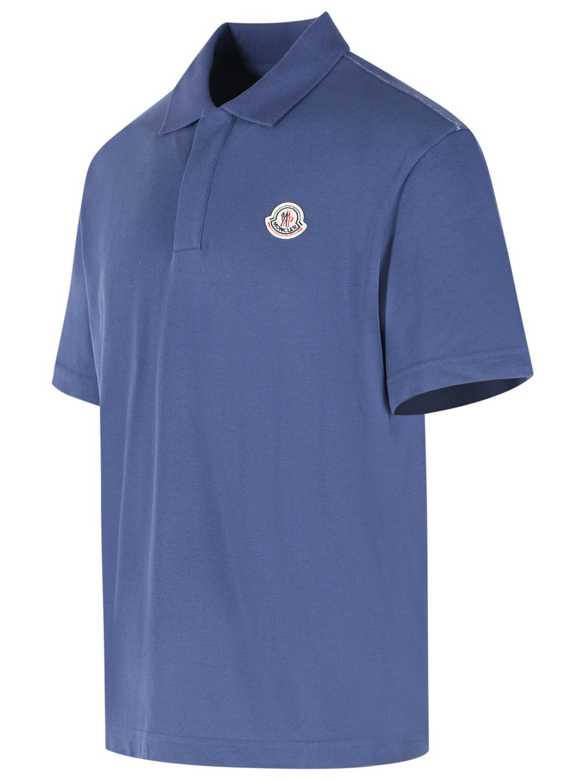 Moncler Polo Shirt In Blue Cotton Men MONCLER
