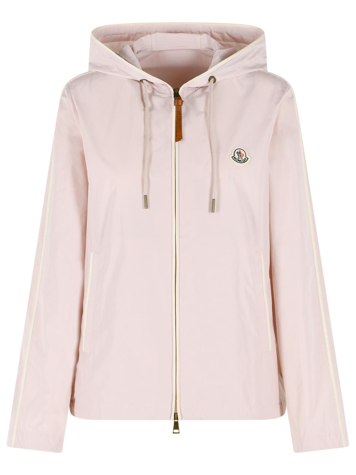 Moncler 'Sarracenia' Hooded Jacket In Polyester And Light Pink Cotton Women MONCLER