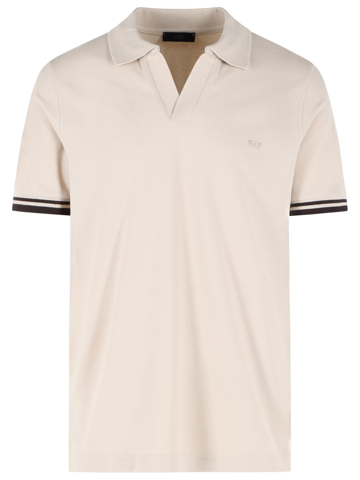Fay Beige Stretch Cotton Polo Shirt Men FAY