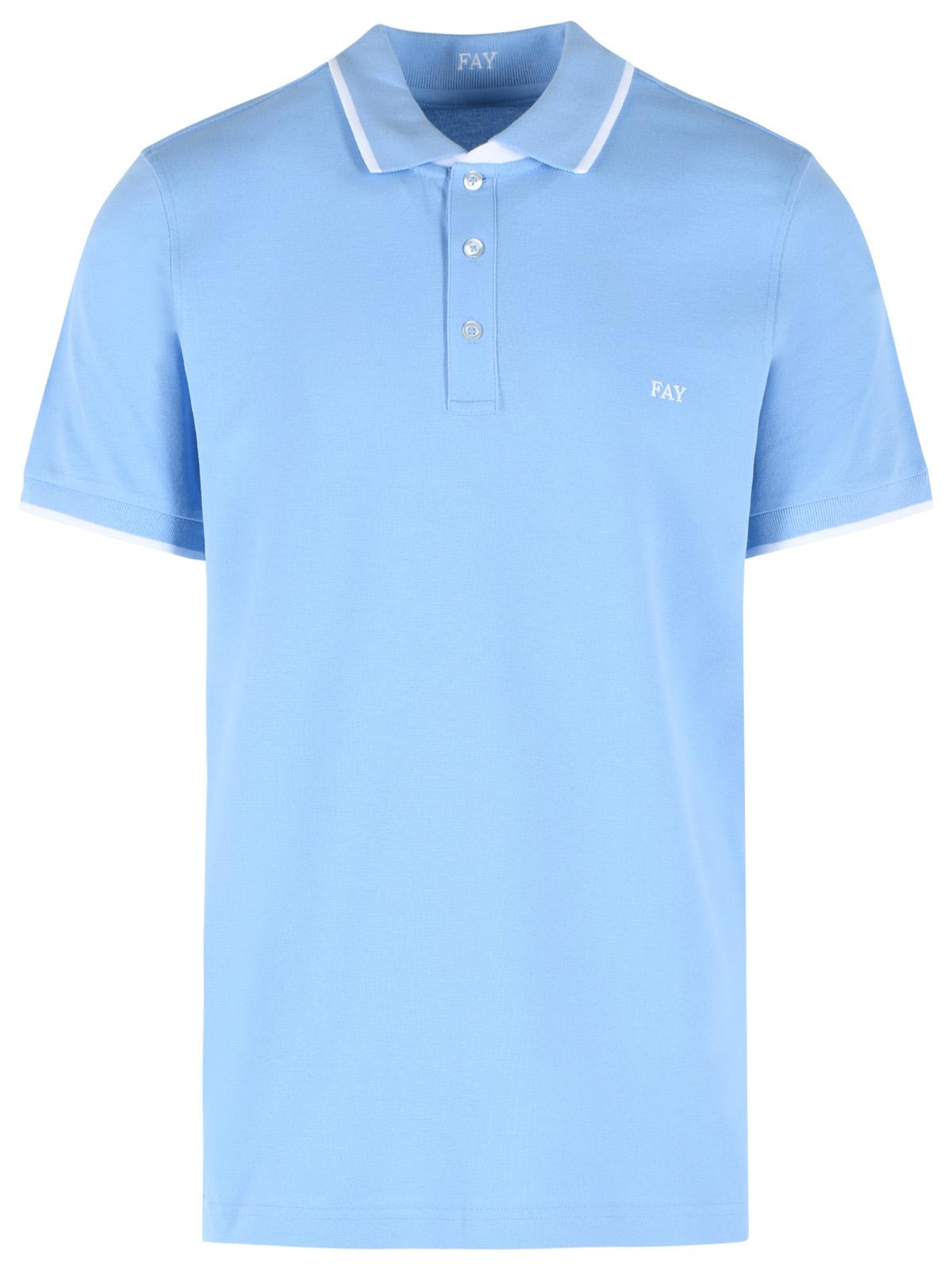 Fay Light Blue Stretch Cotton Polo Shirt Men FAY