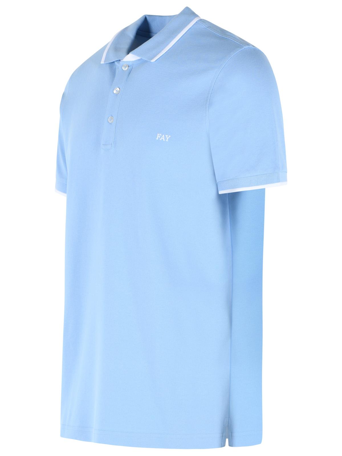 Fay Light Blue Stretch Cotton Polo Shirt Men FAY