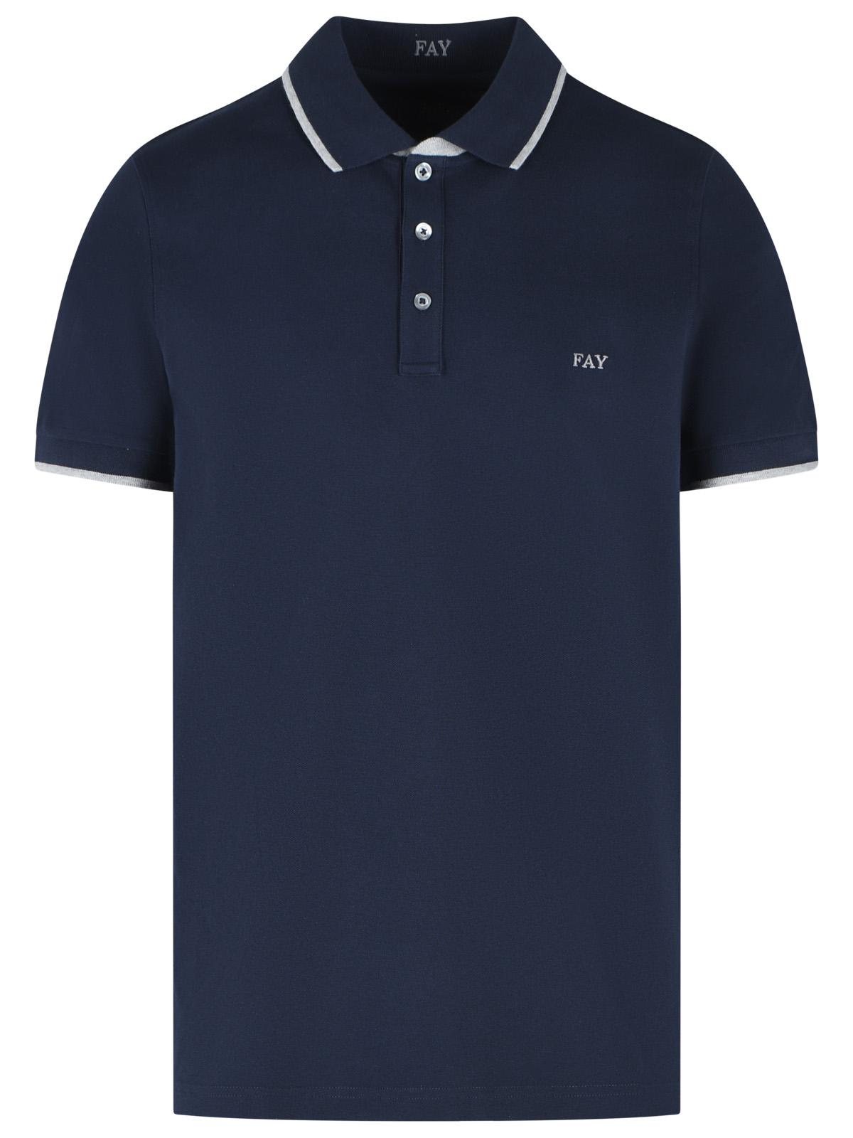 Fay Navy Stretch Cotton Polo Shirt Men FAY