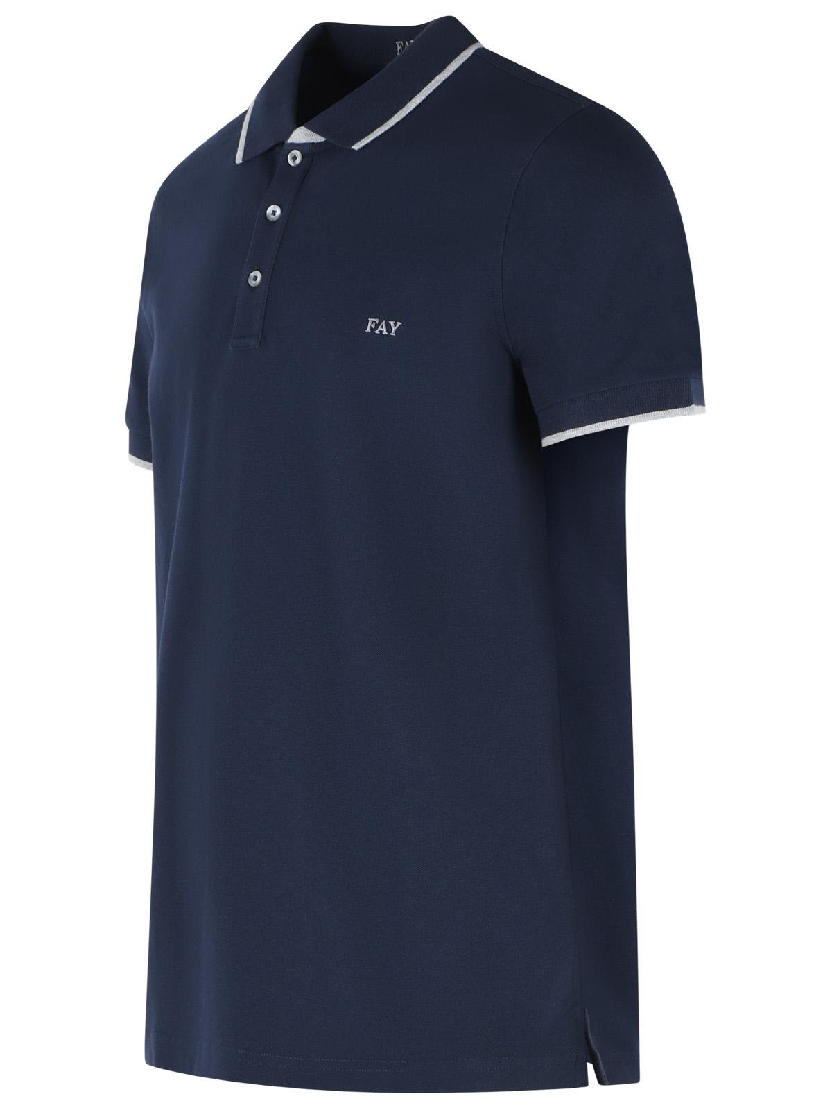 Fay Navy Stretch Cotton Polo Shirt Men FAY