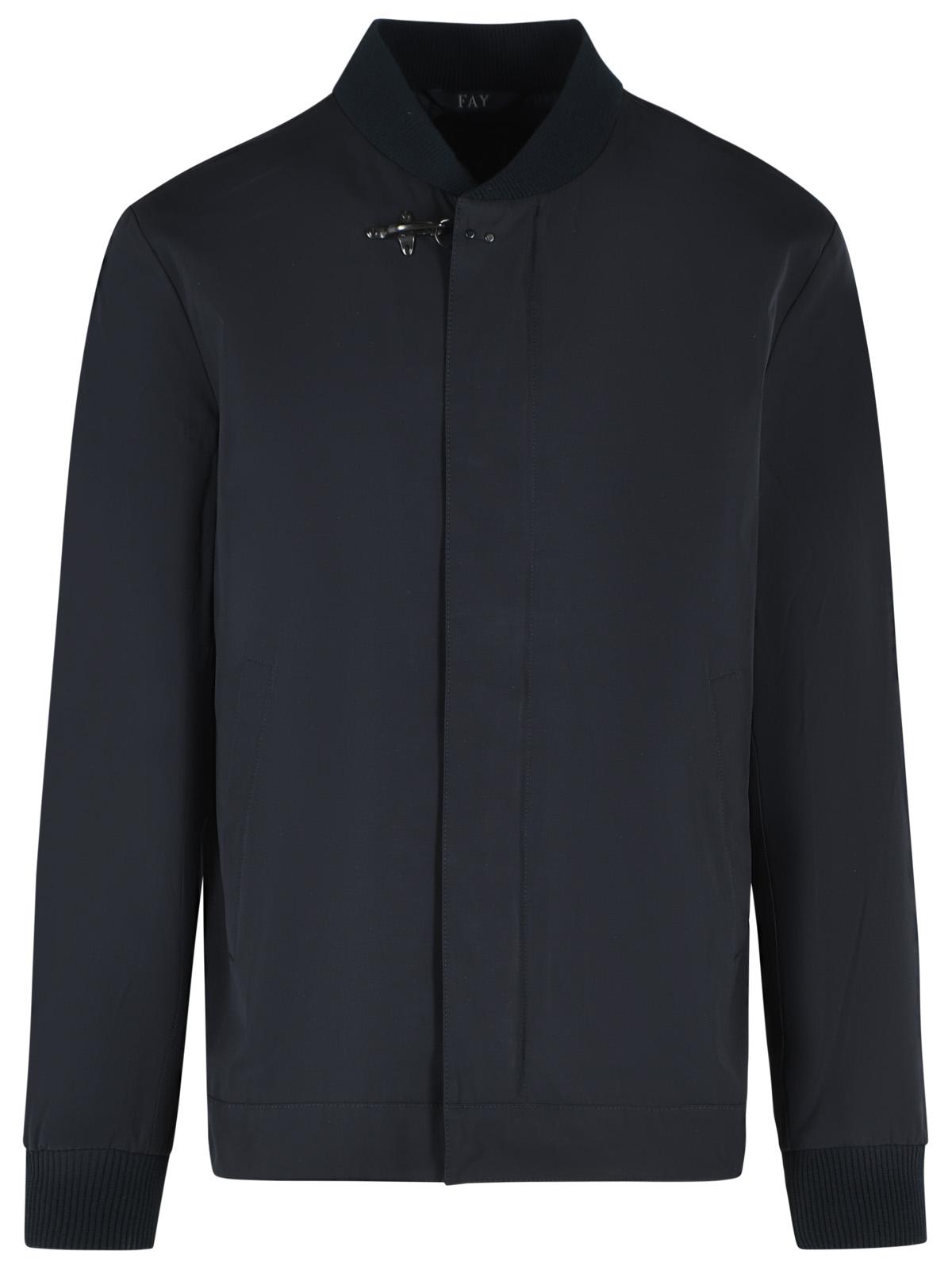 Fay Blue Cotton Blend Microfaille Bomber Jacket Men FAY