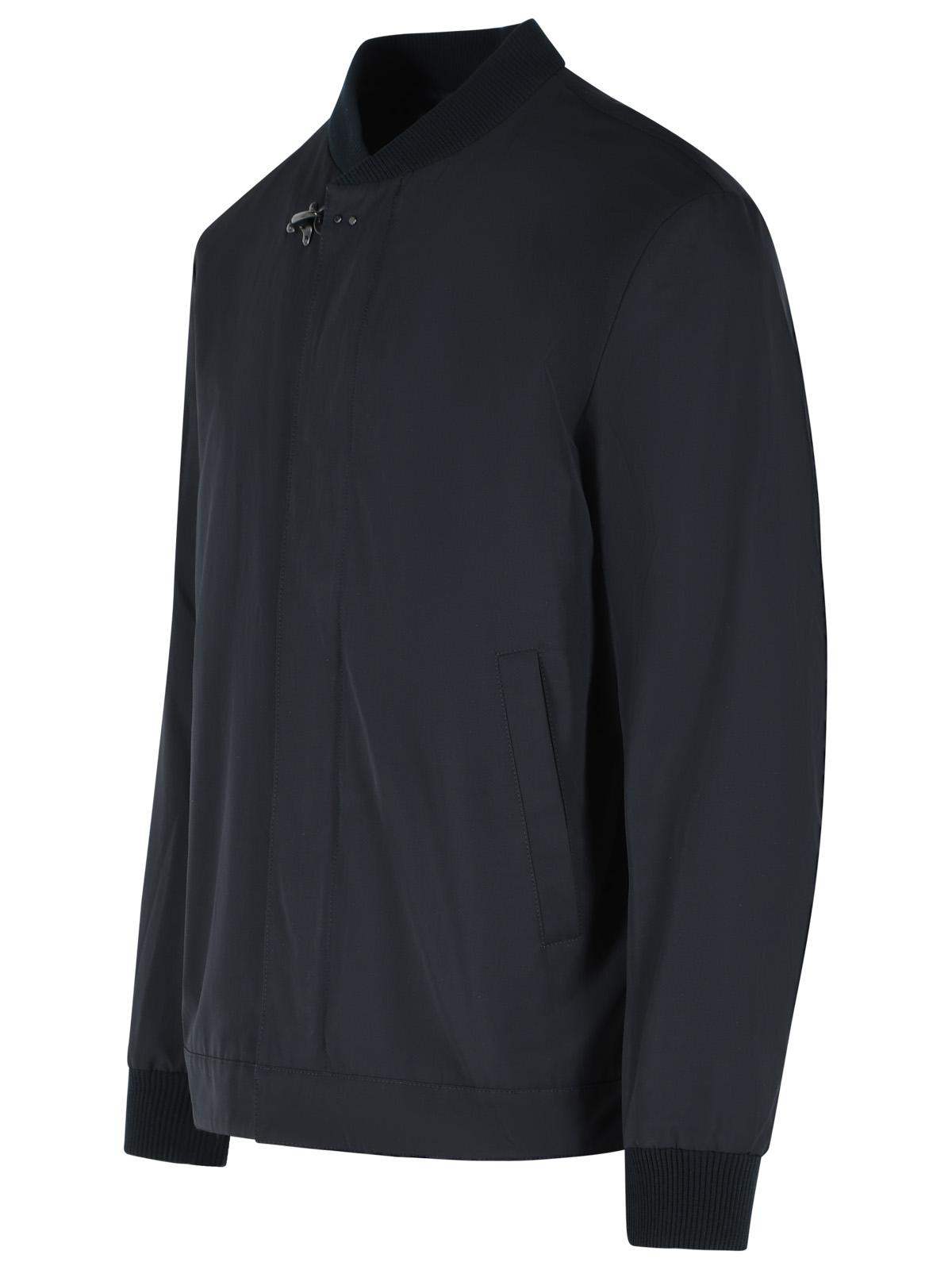 Fay Blue Cotton Blend Microfaille Bomber Jacket Men FAY