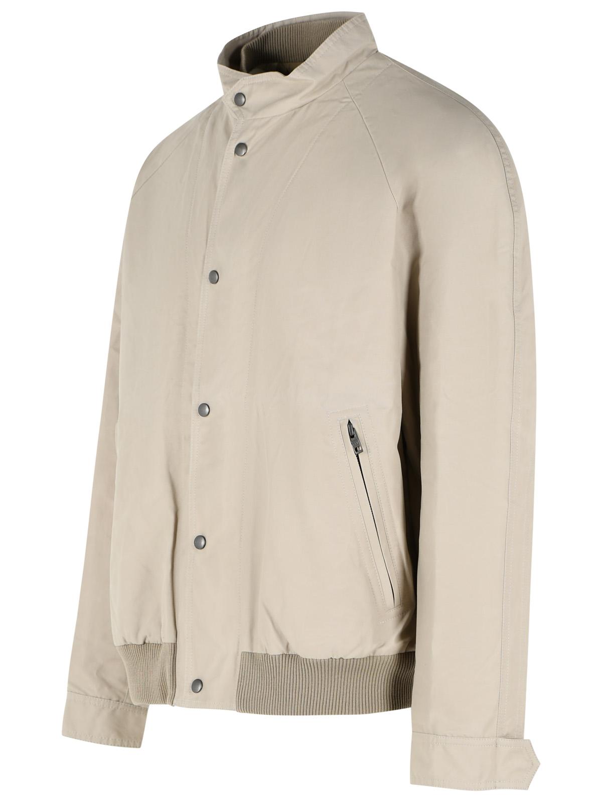 Fay Bomber Jacket In Beige Cotton And Nylon Faille Men FAY