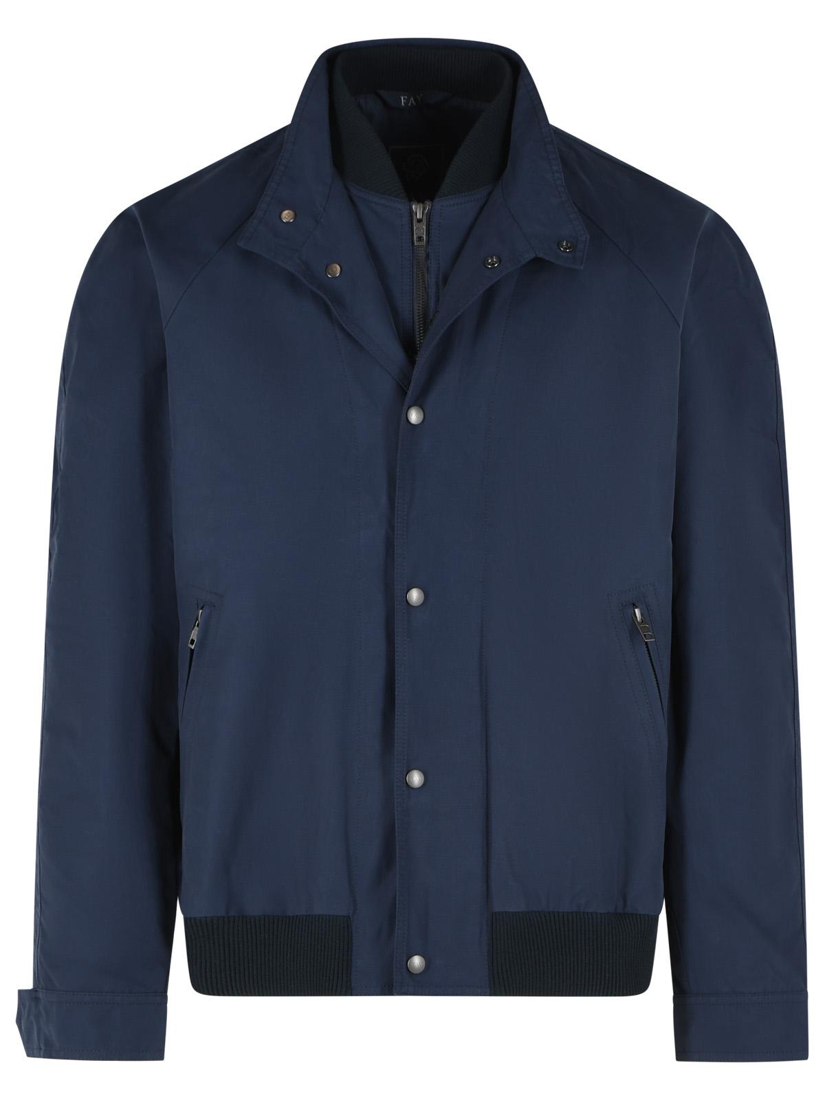 Fay Blue Cotton And Nylon Faille Bomber Jacket Men FAY