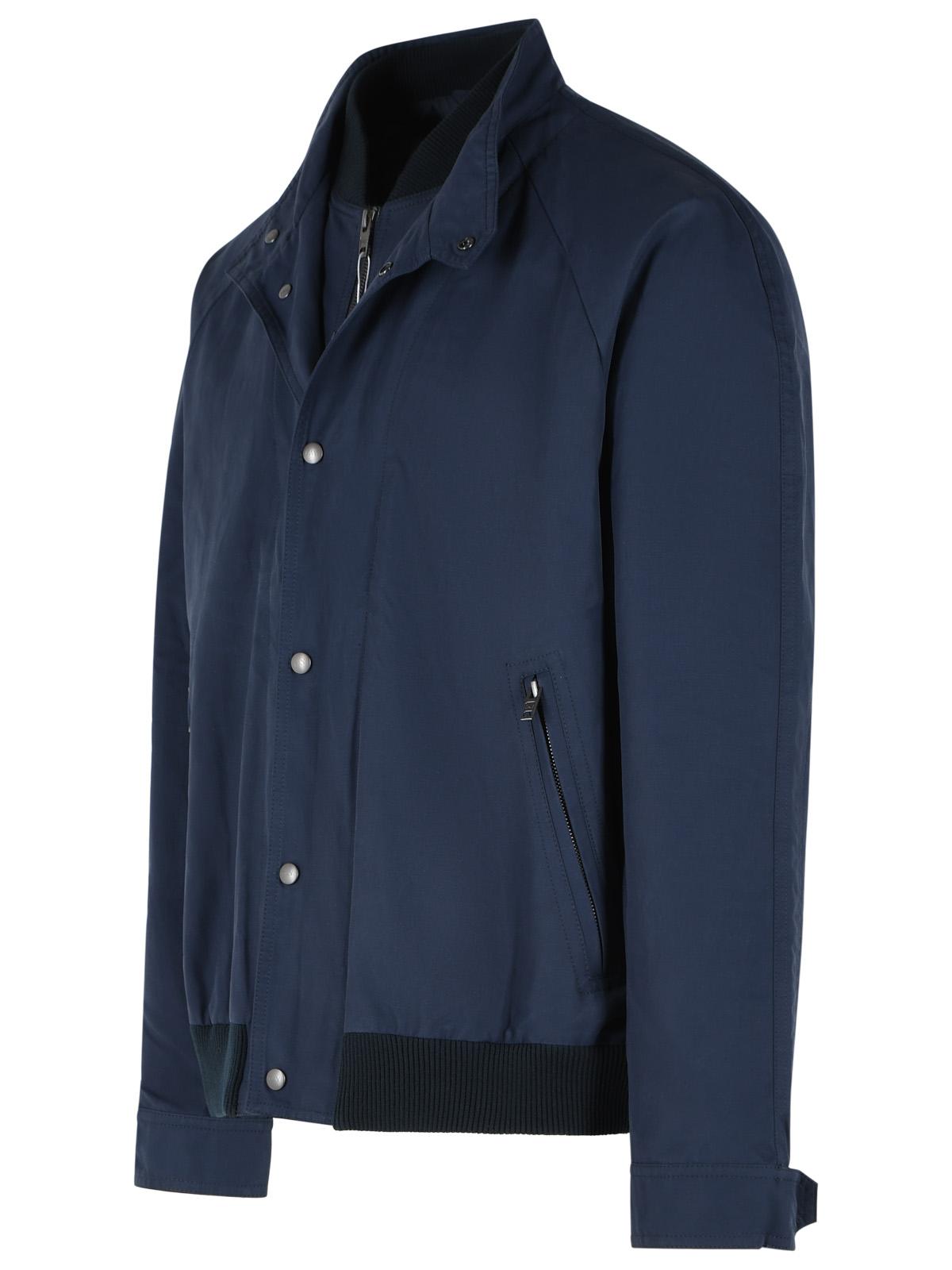 Fay Blue Cotton And Nylon Faille Bomber Jacket Men FAY