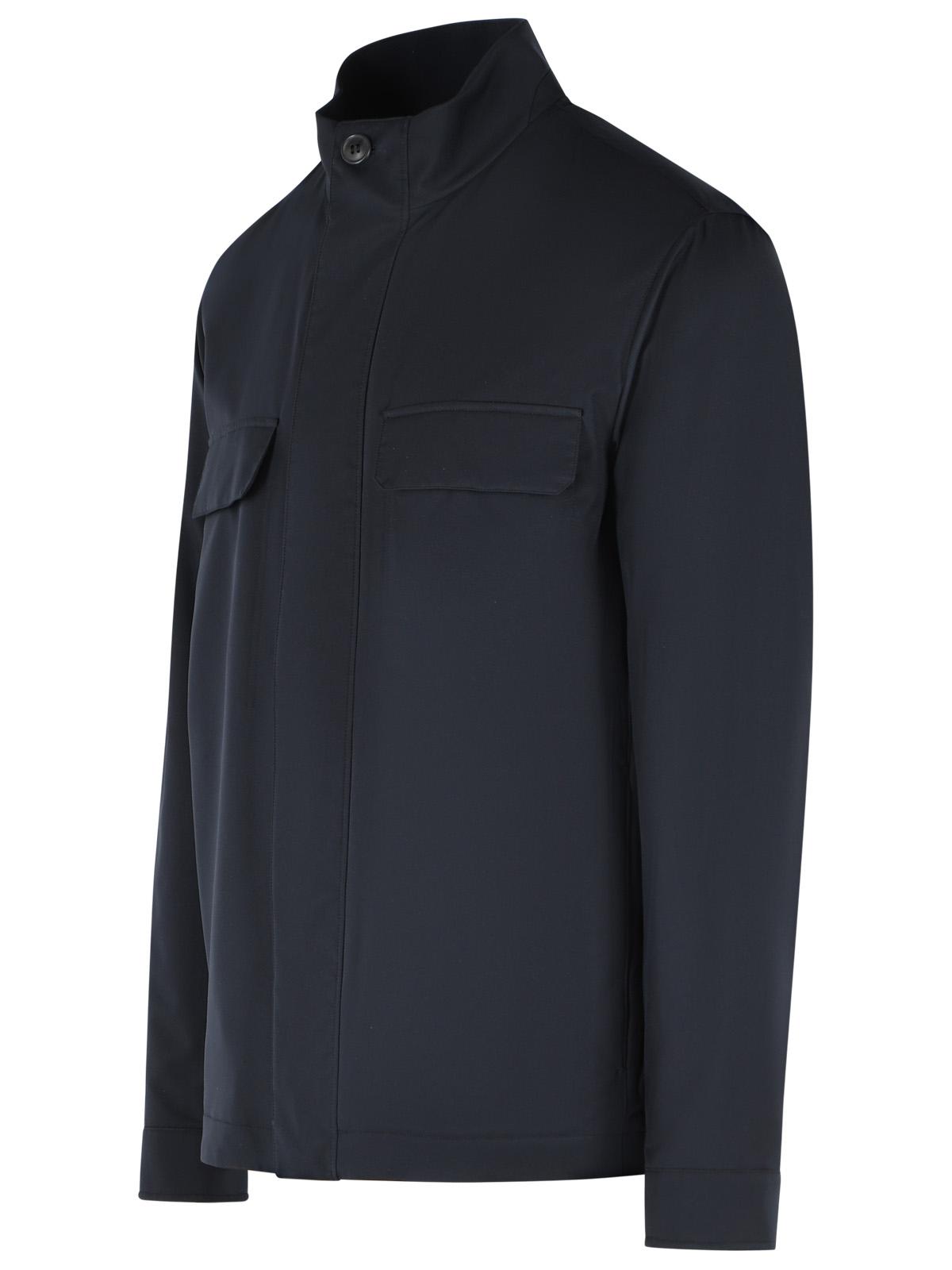 Zegna Navy Polyester Jacket Men ZEGNA