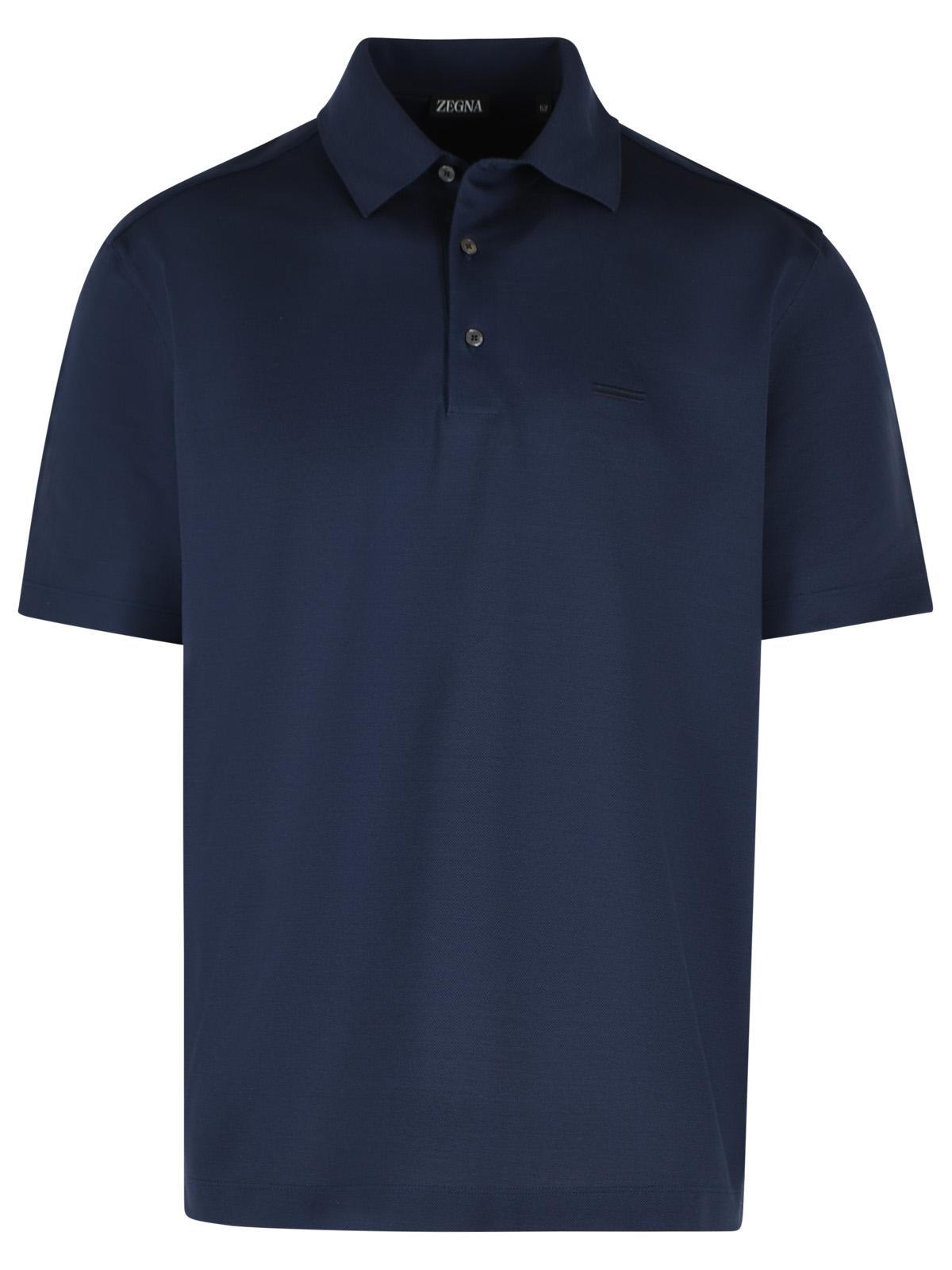 Zegna Polo Shirt In Blue Cotton Men ZEGNA