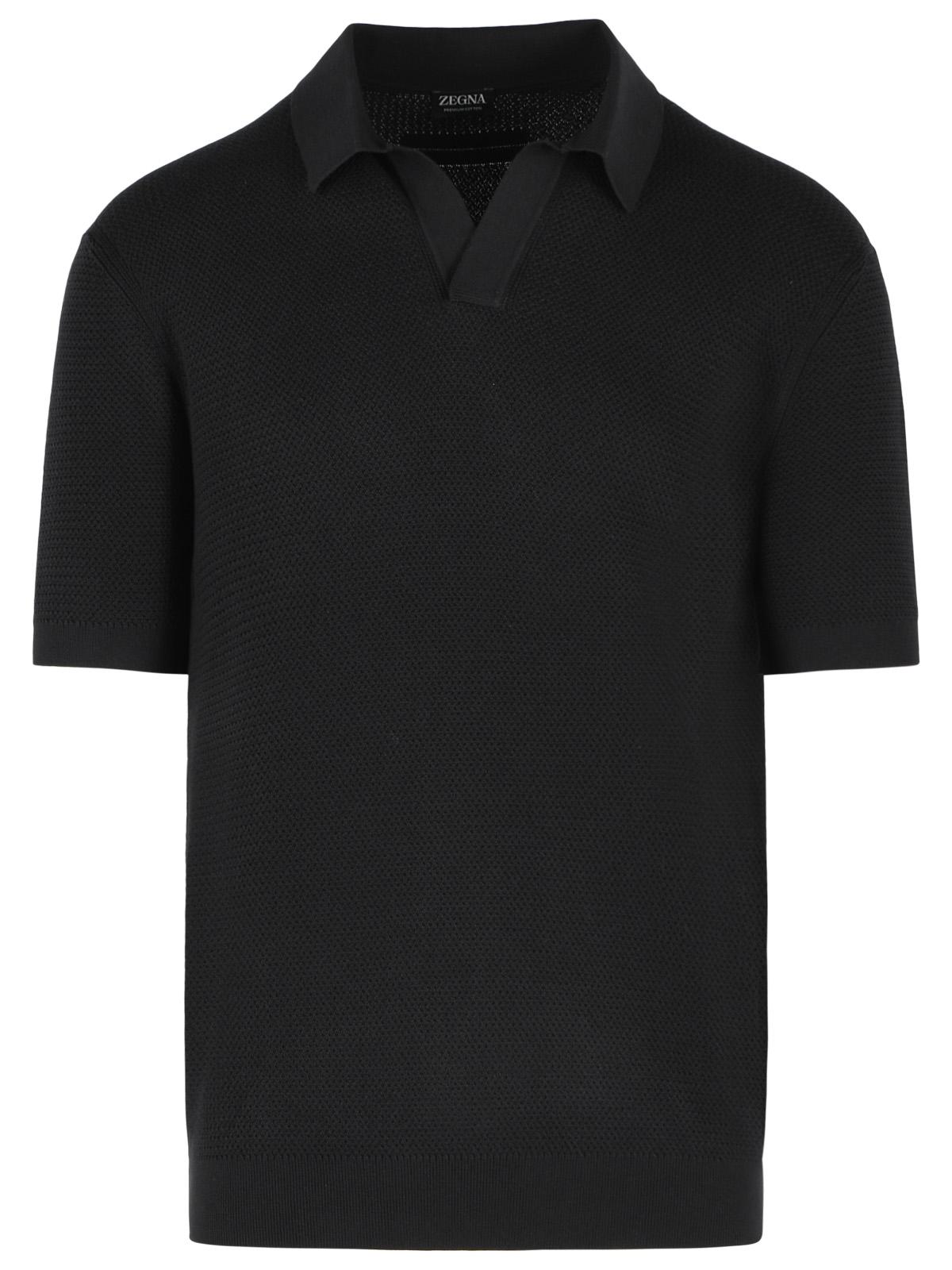 Zegna Black Cotton Polo Shirt Men ZEGNA
