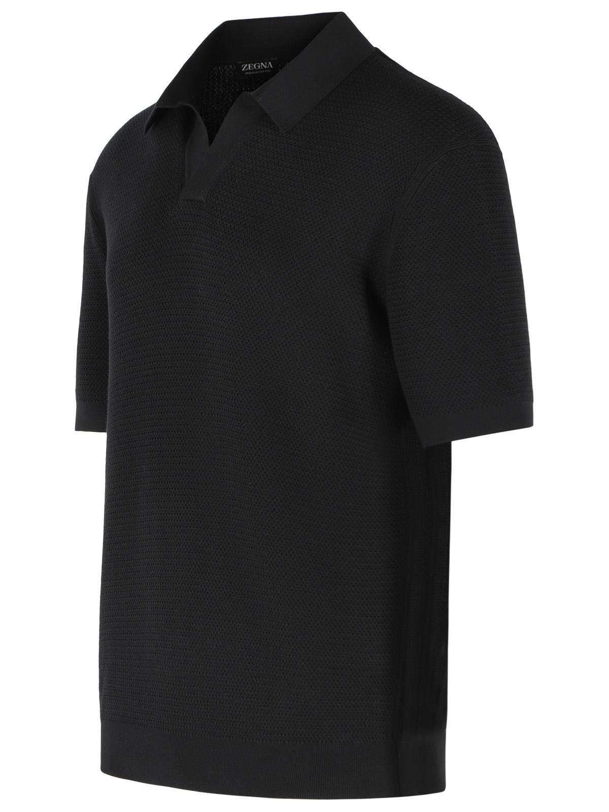 Zegna Black Cotton Polo Shirt Men ZEGNA