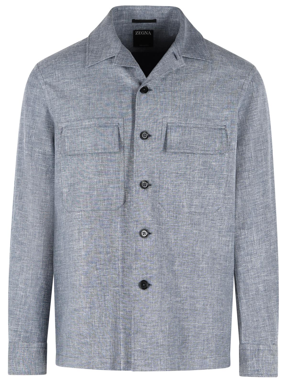 Zegna Light Blue Linen Blend Shirt Men ZEGNA
