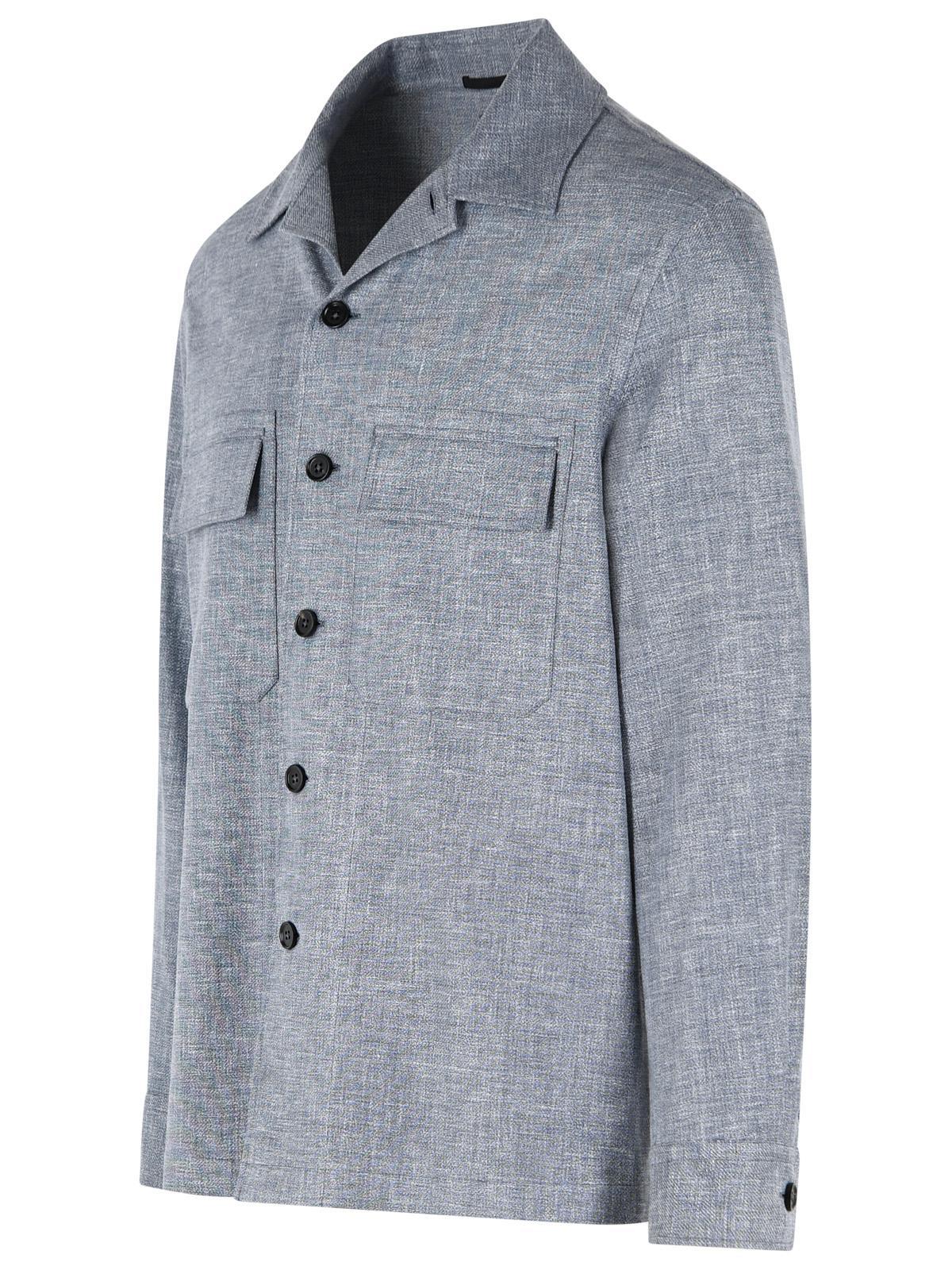 Zegna Light Blue Linen Blend Shirt Men ZEGNA