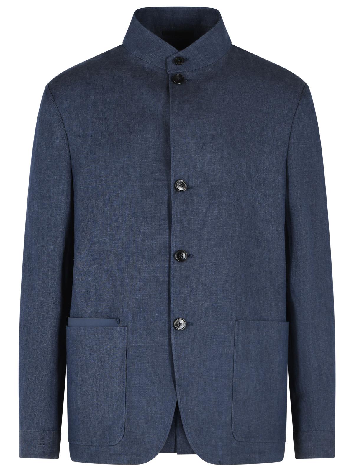 Zegna Blue Linen Jacket Men ZEGNA