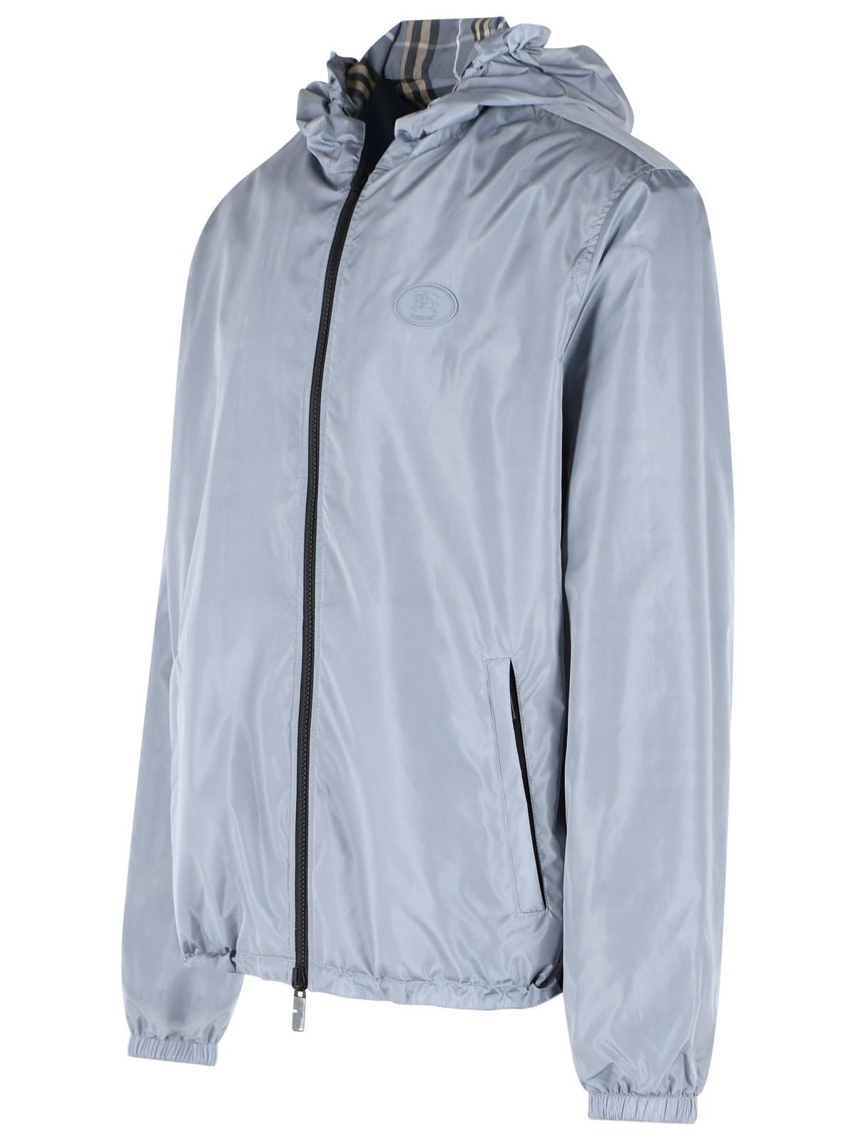 Burberry Blue Wave Polyester 'Newport Check' Reversible Hooded Jacket Men BURBERRY