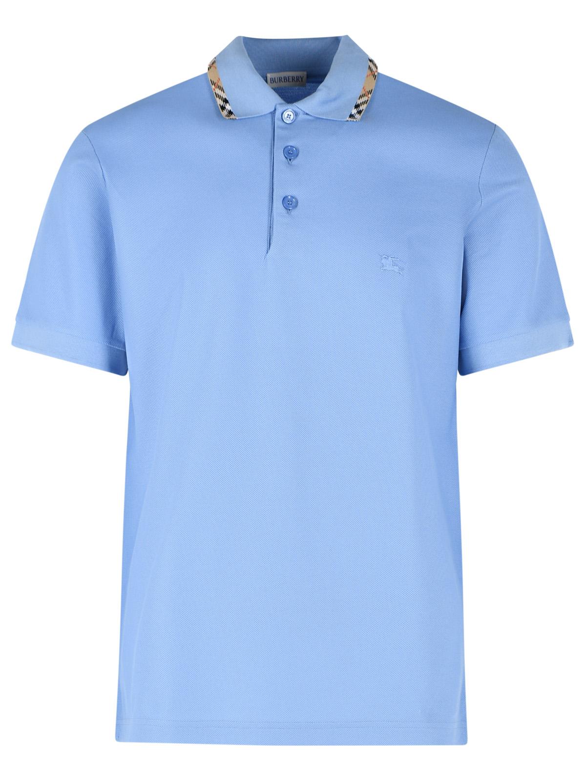 Burberry 'Eddie' Polo Shirt In Light Blue Cotton Men BURBERRY