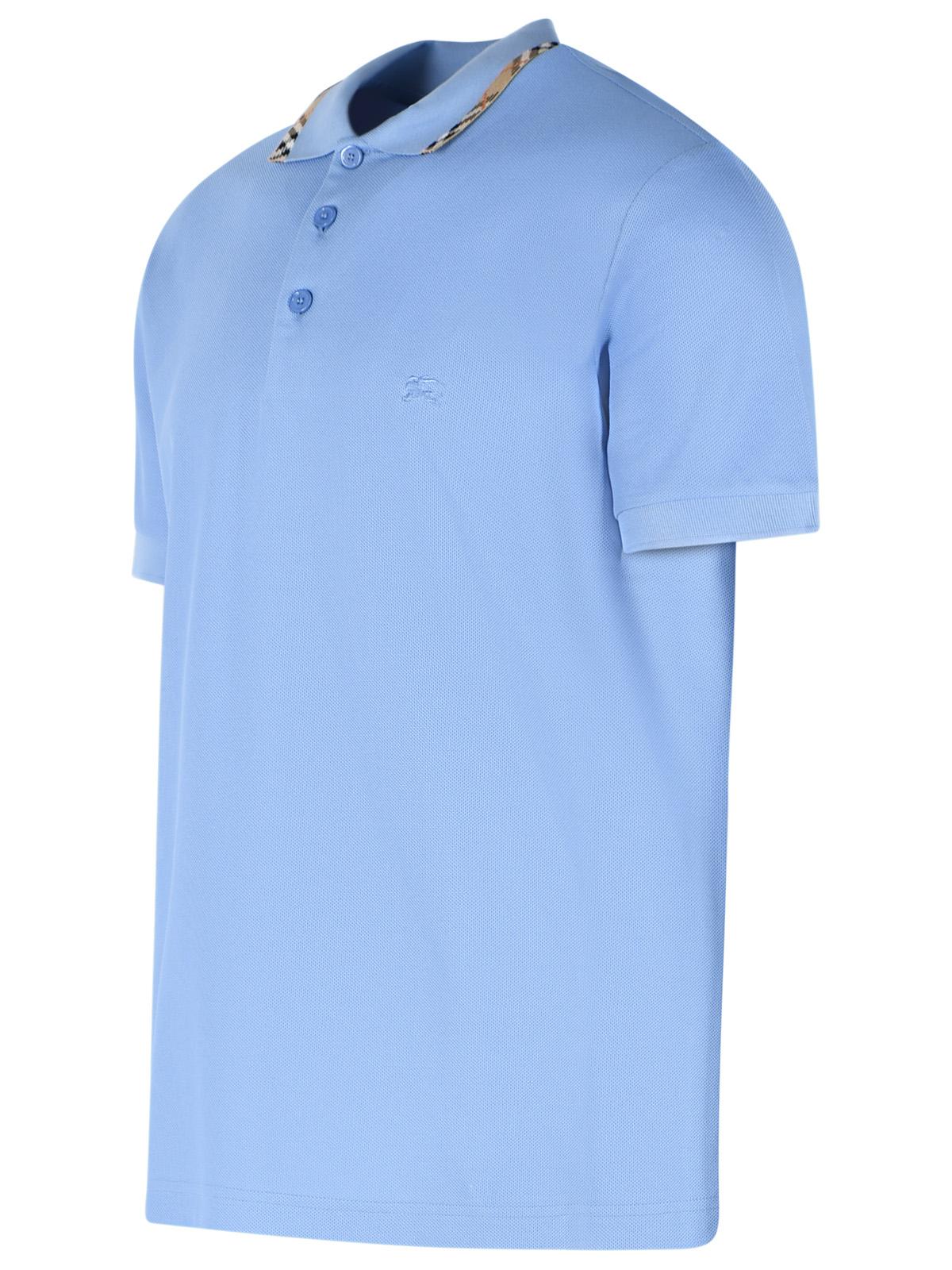 Burberry 'Eddie' Polo Shirt In Light Blue Cotton Men BURBERRY