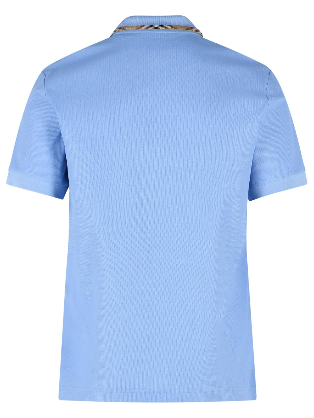Burberry 'Eddie' Polo Shirt In Light Blue Cotton Men BURBERRY