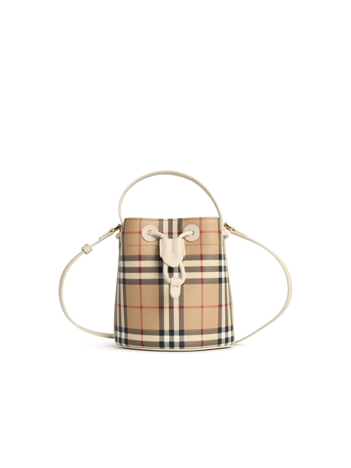 Burberry 'Vintage Check' Bucket Bag In Beige Cotton Blend Women BURBERRY