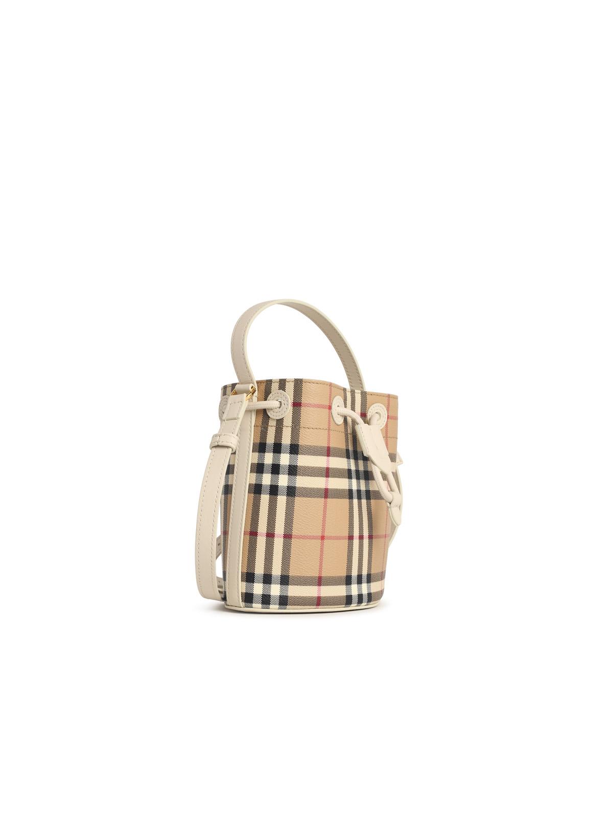 Burberry 'Vintage Check' Bucket Bag In Beige Cotton Blend Women BURBERRY