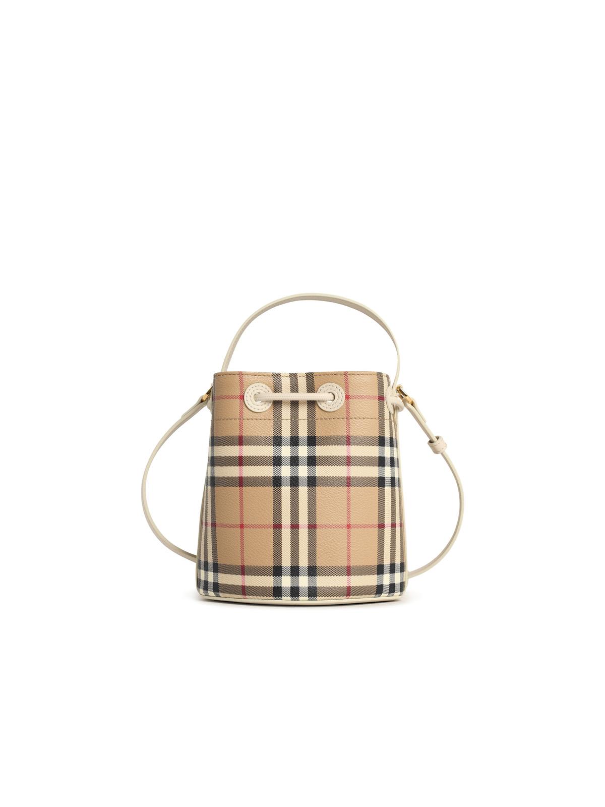 Burberry 'Vintage Check' Bucket Bag In Beige Cotton Blend Women BURBERRY
