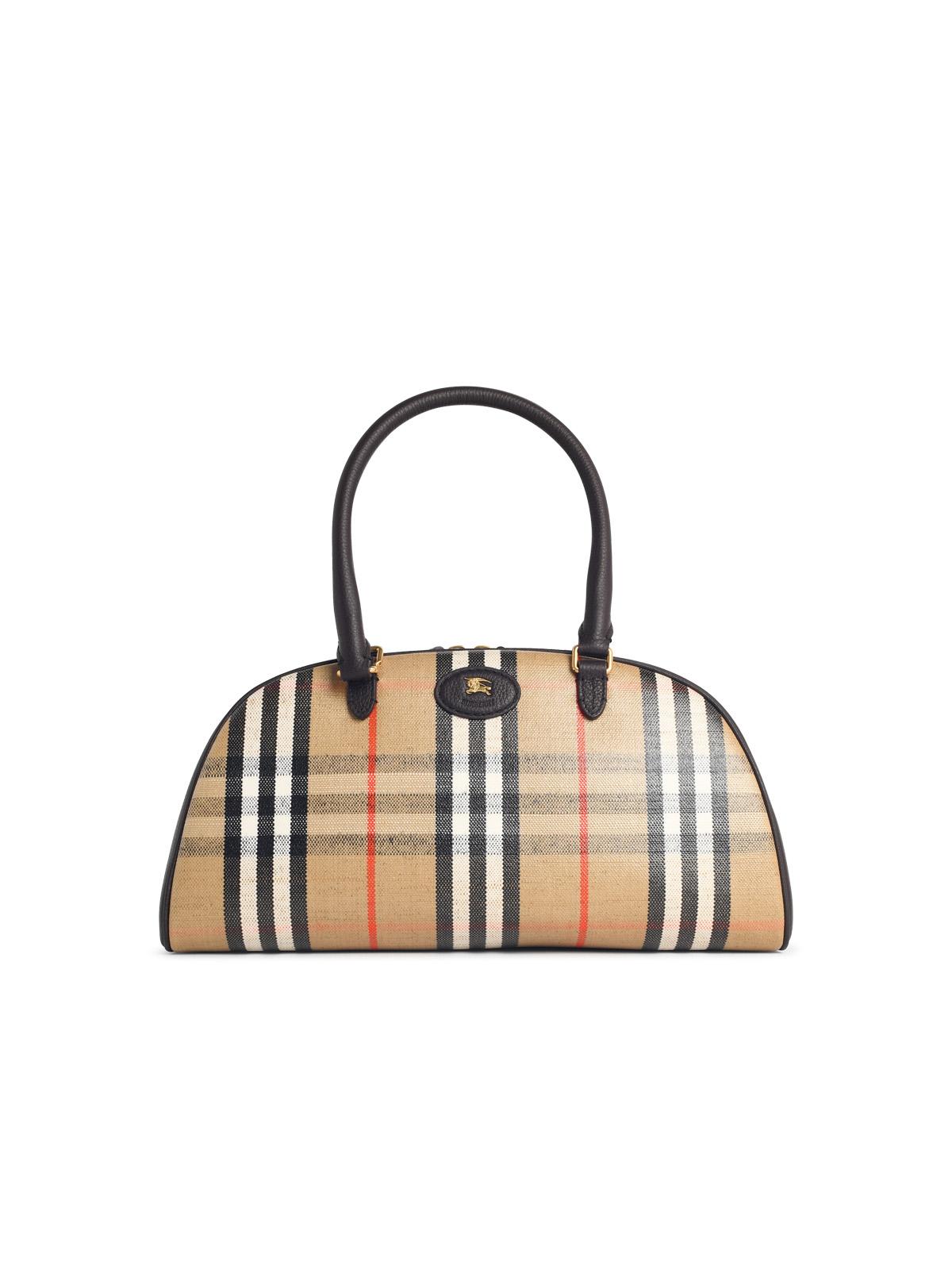 Burberry 'Bowling Highlands' Medium Bag In Beige Sand Cotton Blend Women BURBERRY