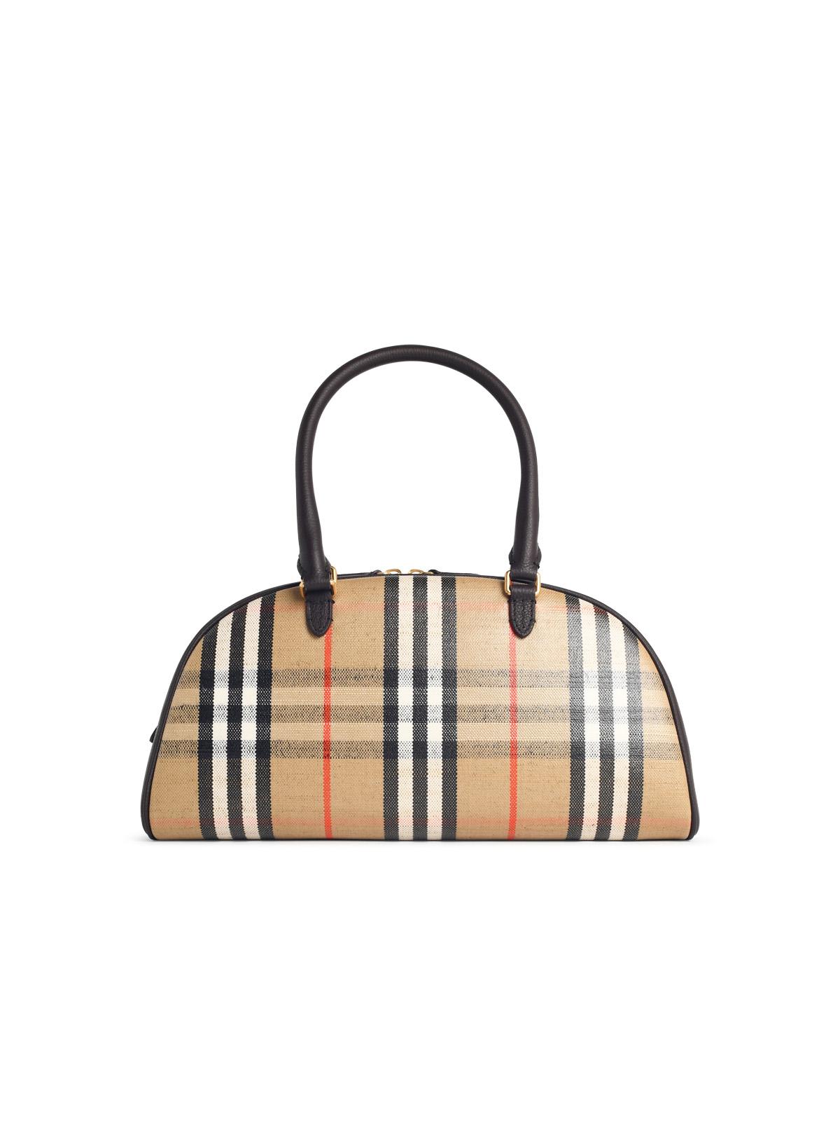 Burberry 'Bowling Highlands' Medium Bag In Beige Sand Cotton Blend Women BURBERRY