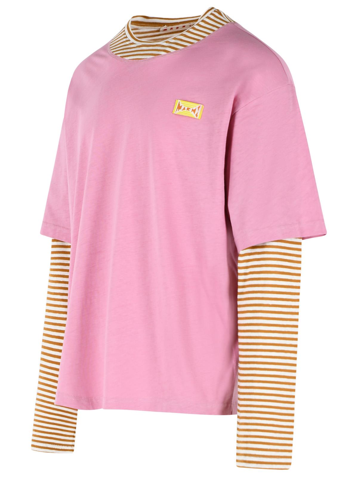 Marni Pink Linen And Cotton Double Layer T-Shirt Men MARNI