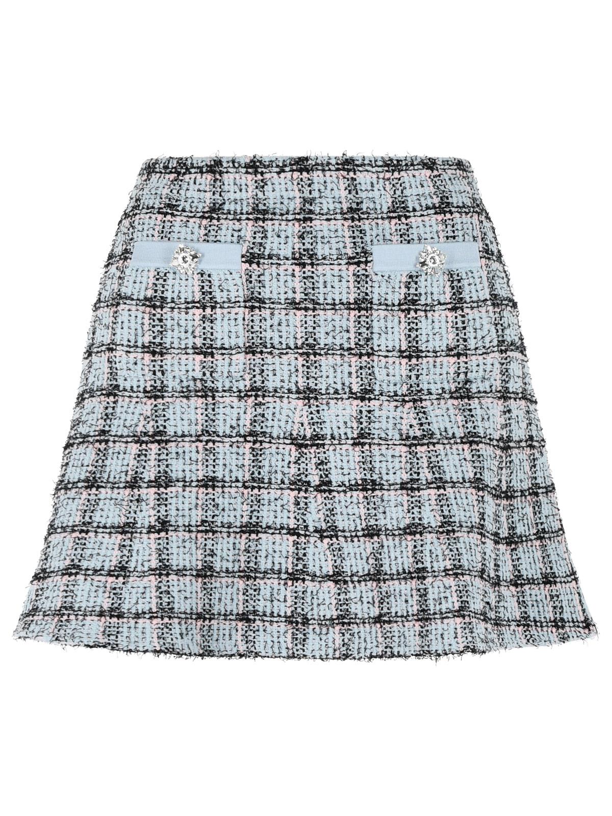 Self Portrait Short Skirt In Light Blue Cotton Blend Women SELF-PORTRAIT