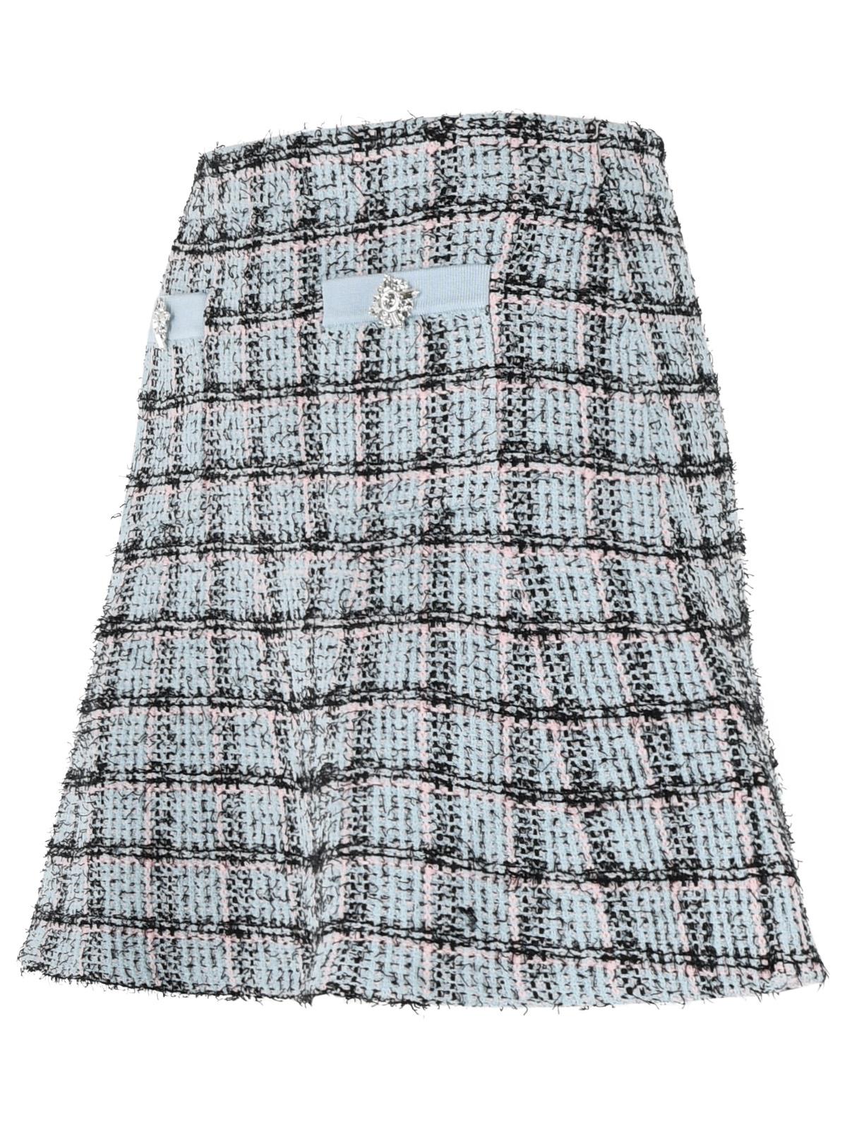 Self Portrait Short Skirt In Light Blue Cotton Blend Women SELF-PORTRAIT