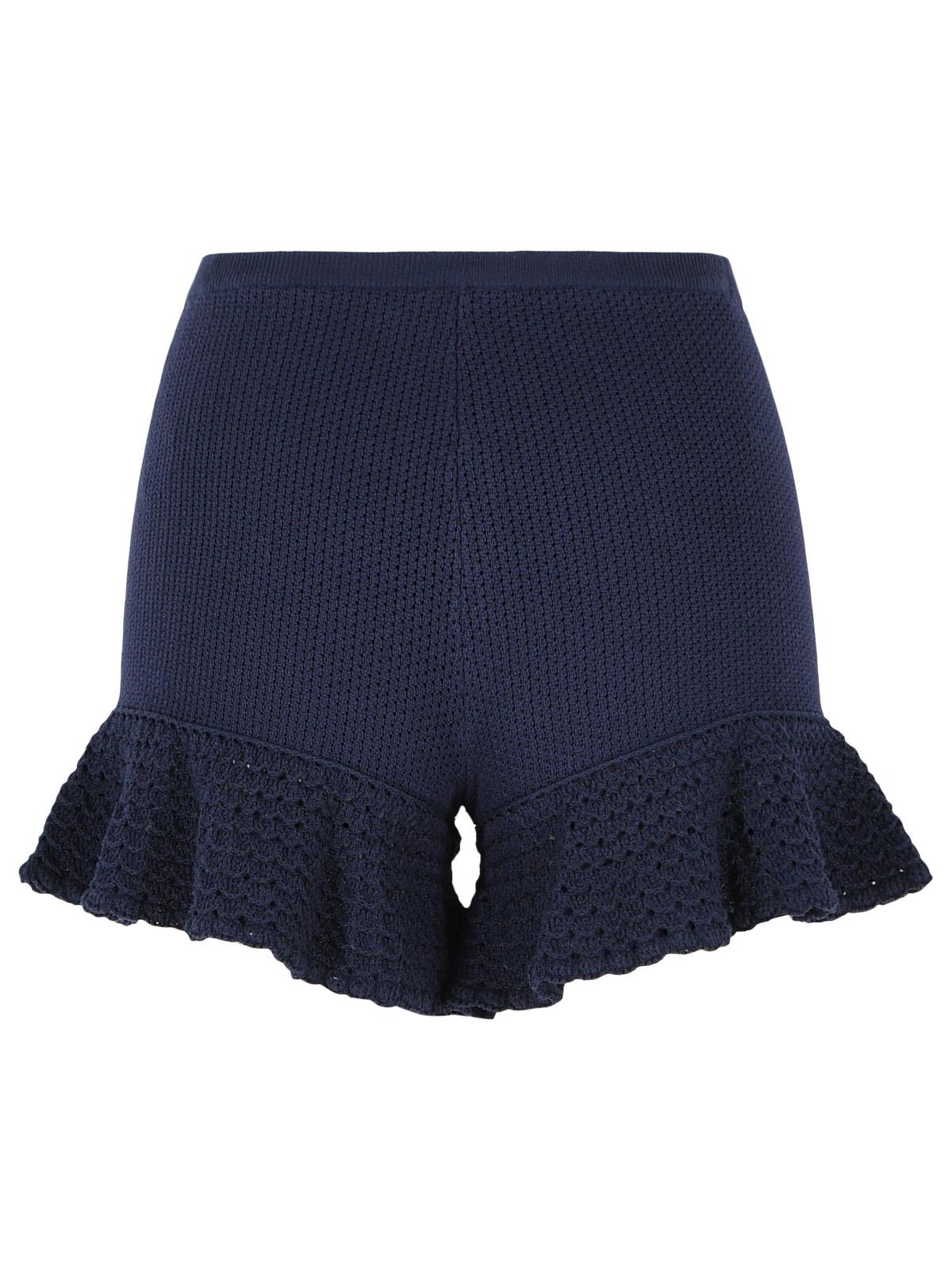 Self Portrait Navy Blue Viscose Blend Shorts Women SELF-PORTRAIT