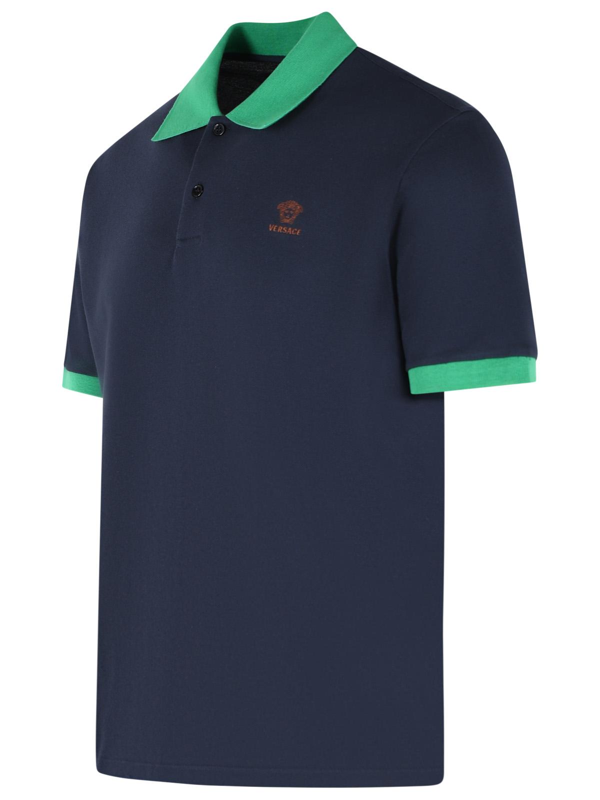 Versace Dark Navy Cotton Polo Shirt Men VERSACE